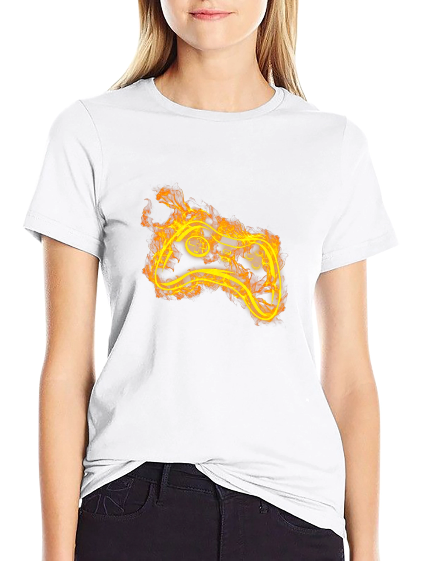 Fiery Game Controller Black T-Shirt