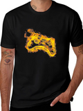 Fiery Game Controller Black T-Shirt