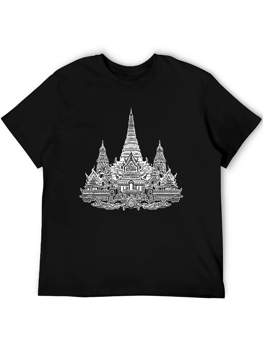 Temple Graphic Tee - Black Cotton T-Shirt