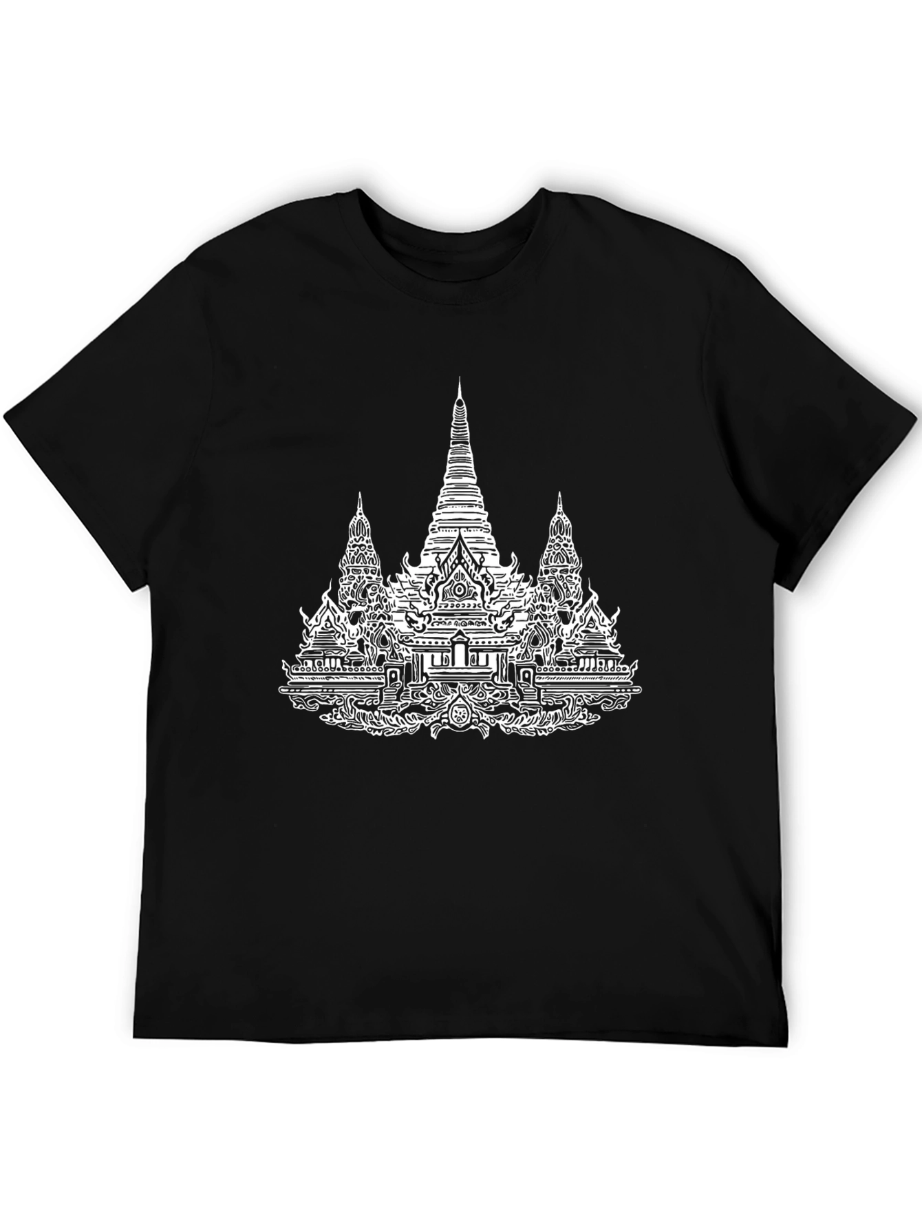 Temple Graphic Tee - Black Cotton T-Shirt