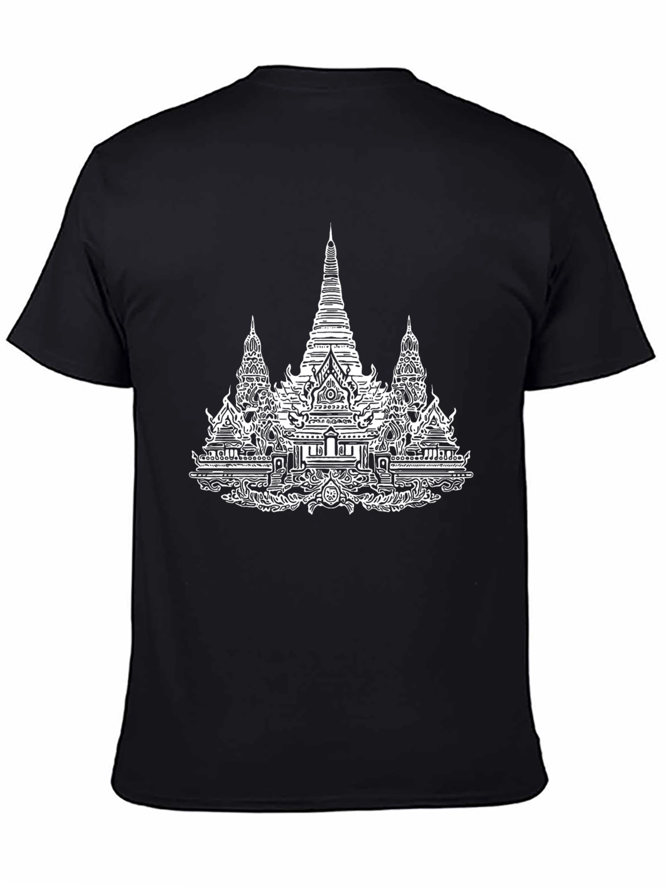 Temple Graphic Tee - Black Cotton T-Shirt