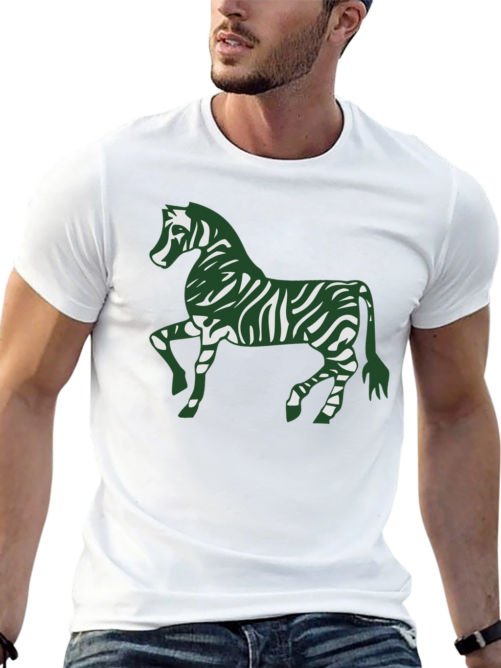 Zebra Print Tee - Stylish Mens Black T-Shirt