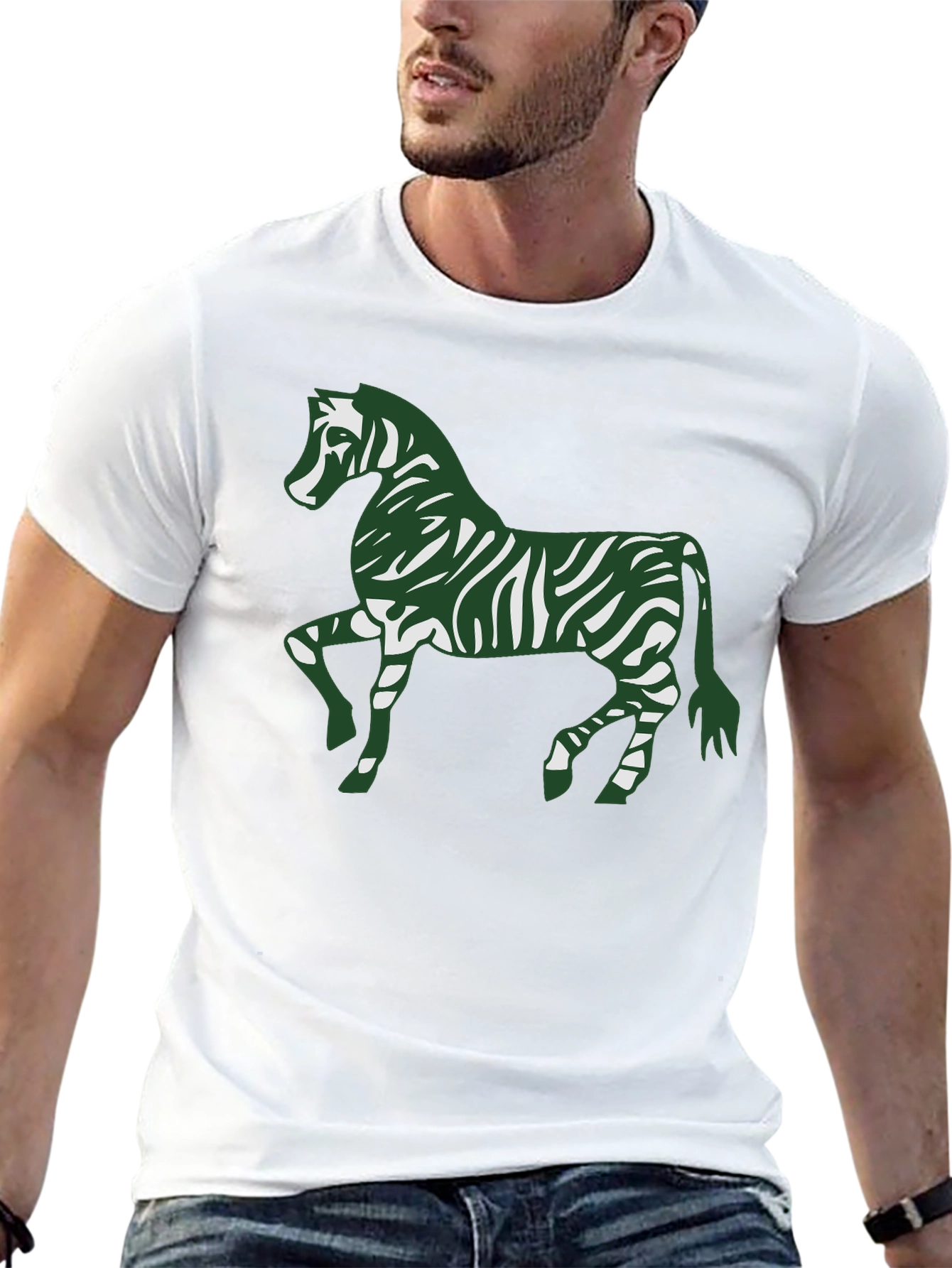 Zebra Print Tee - Stylish Mens Black T-Shirt