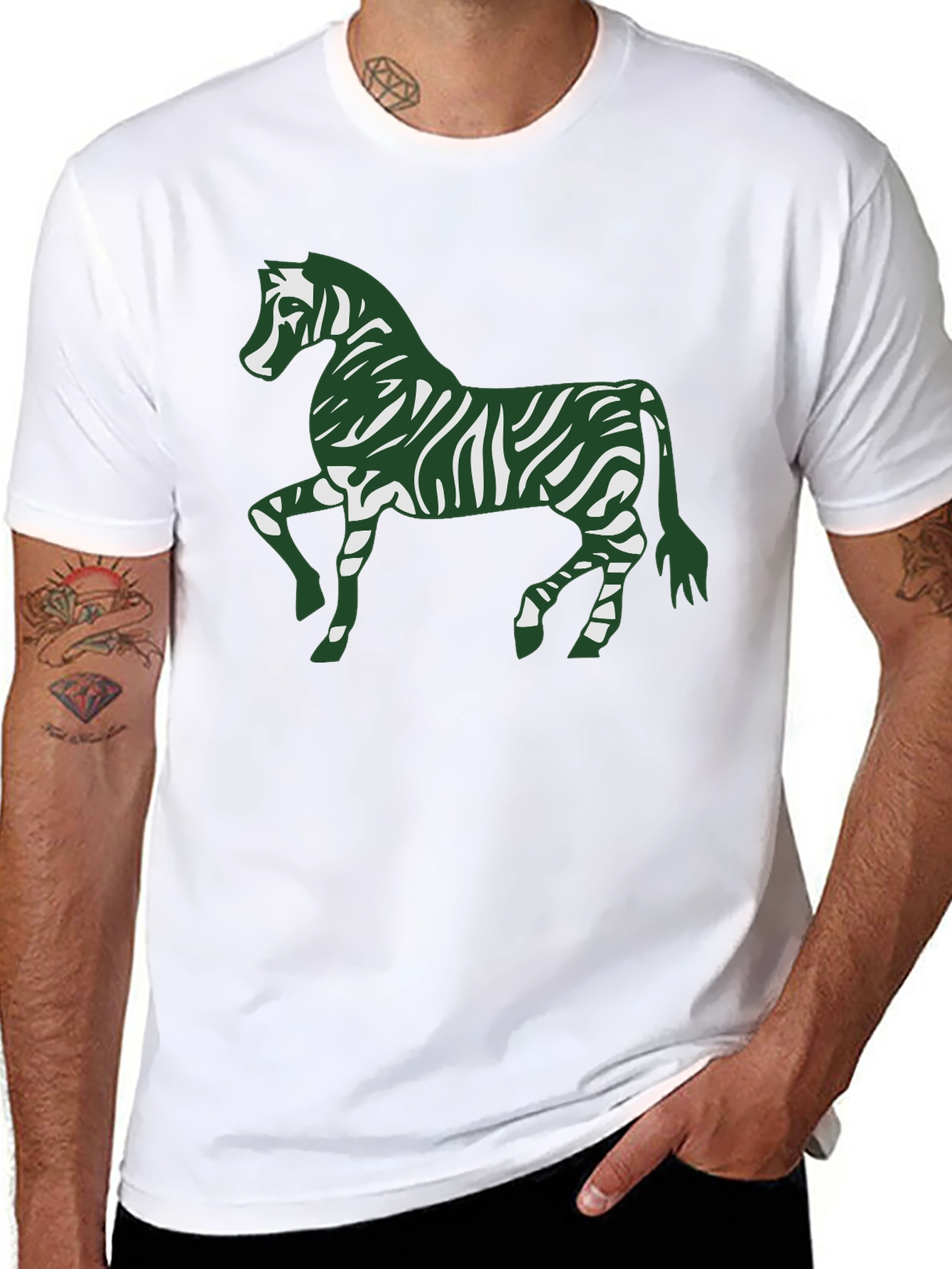 Zebra Print Tee - Stylish Mens Black T-Shirt