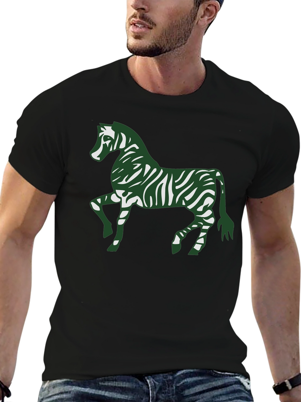 Zebra Print Tee - Stylish Mens Black T-Shirt