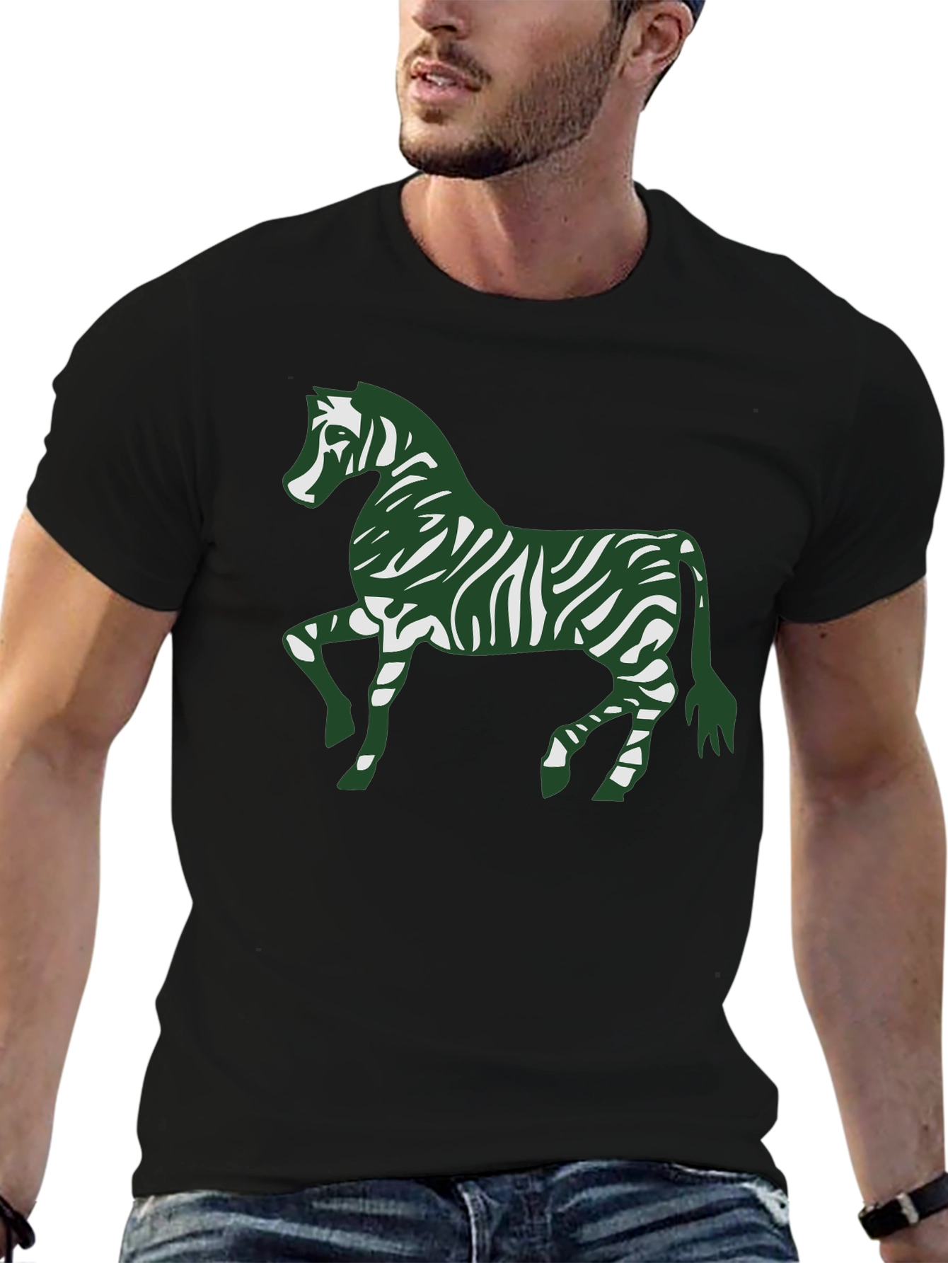Zebra Print Tee - Stylish Mens Black T-Shirt