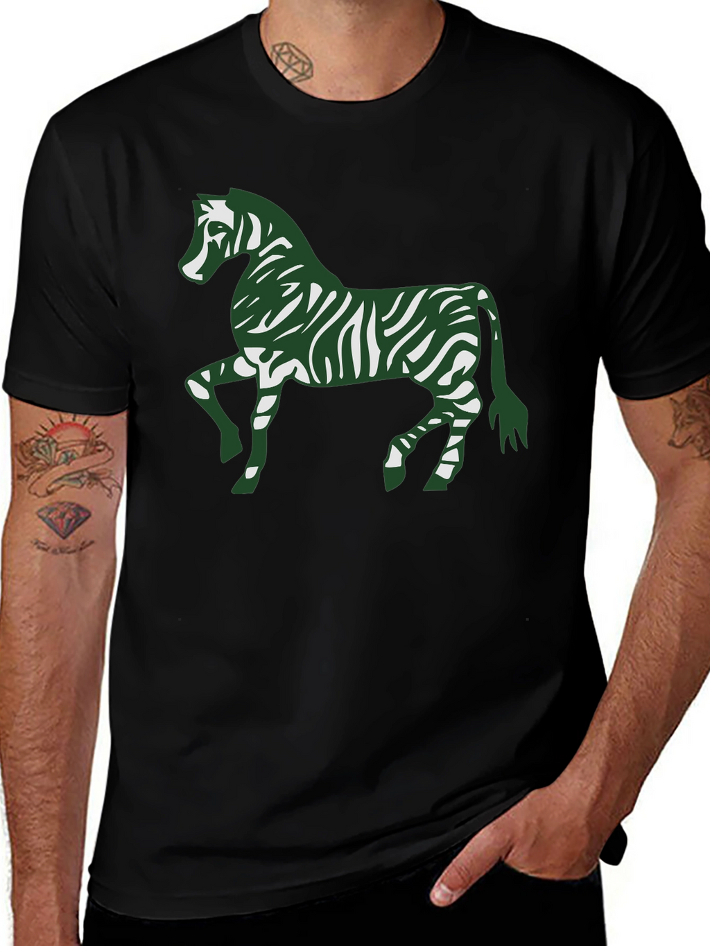 Zebra Print Tee - Stylish Mens Black T-Shirt