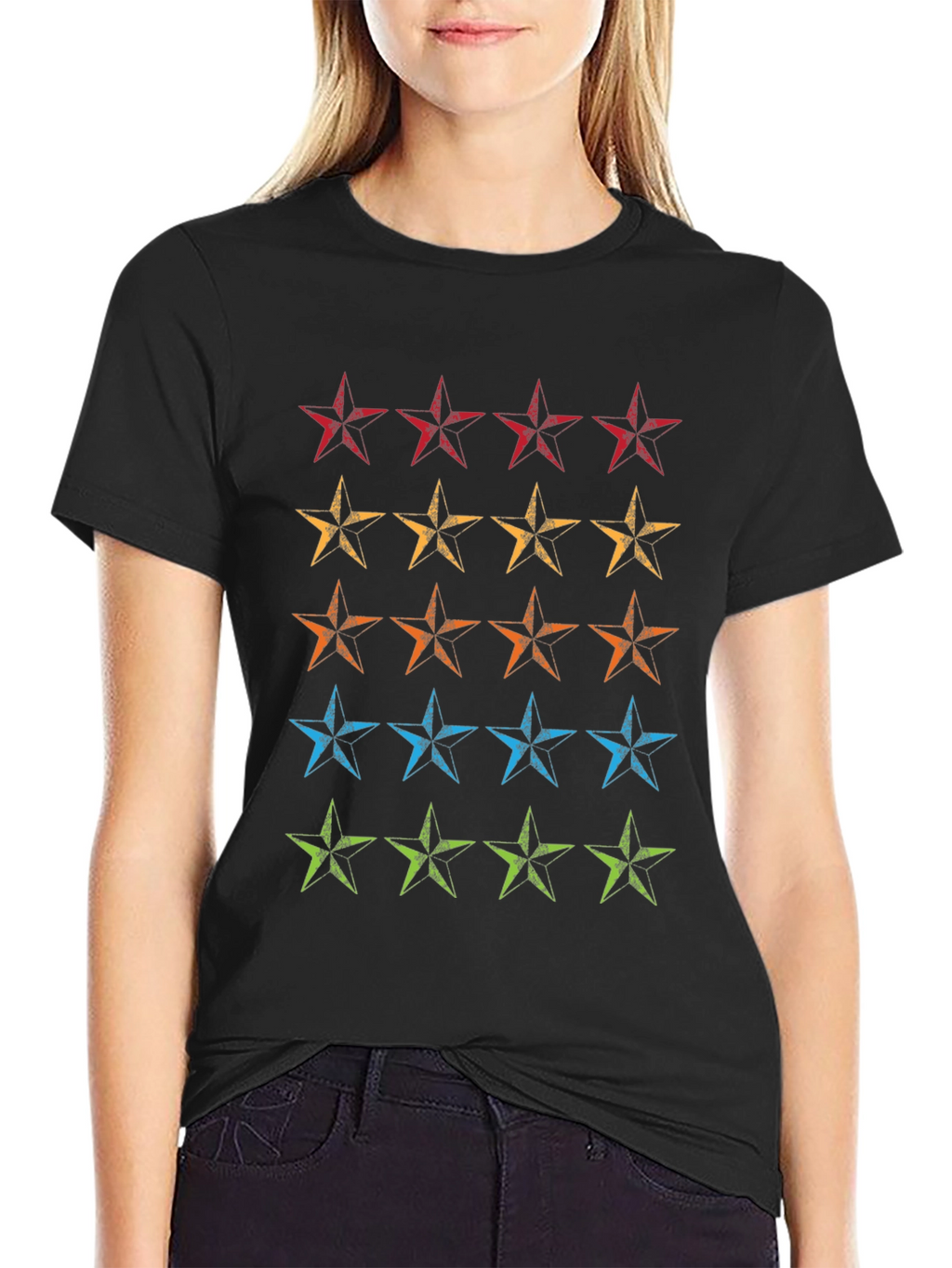 Retro Star T-Shirt - Black Cotton Tee