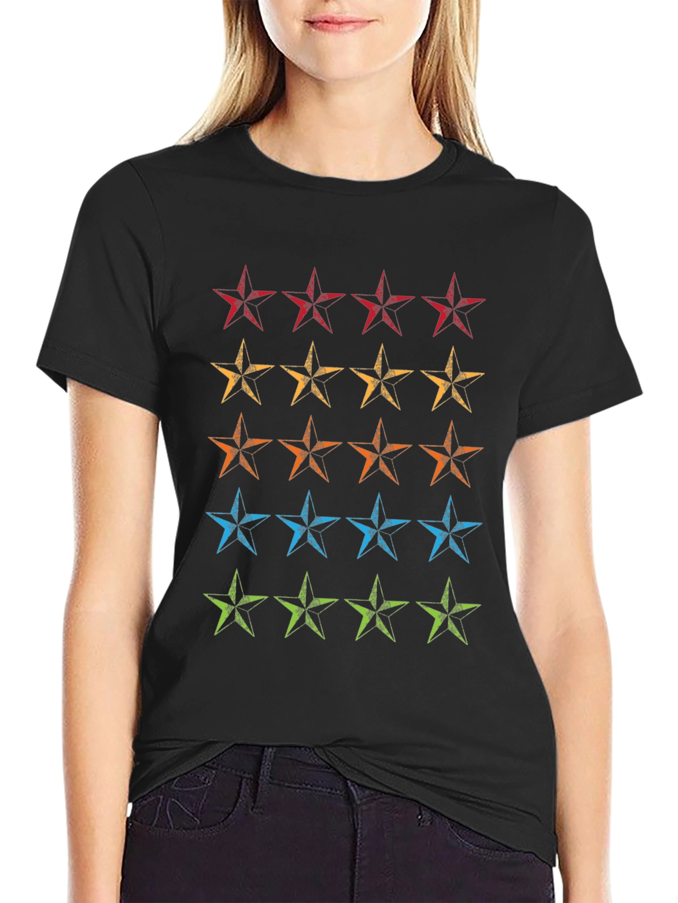 Retro Star T-Shirt - Black Cotton Tee
