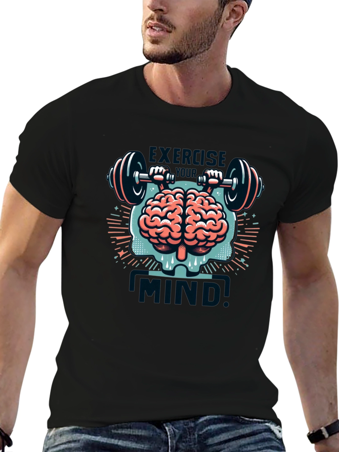 Exercise Mind T-Shirt - Brain & Barbell Design