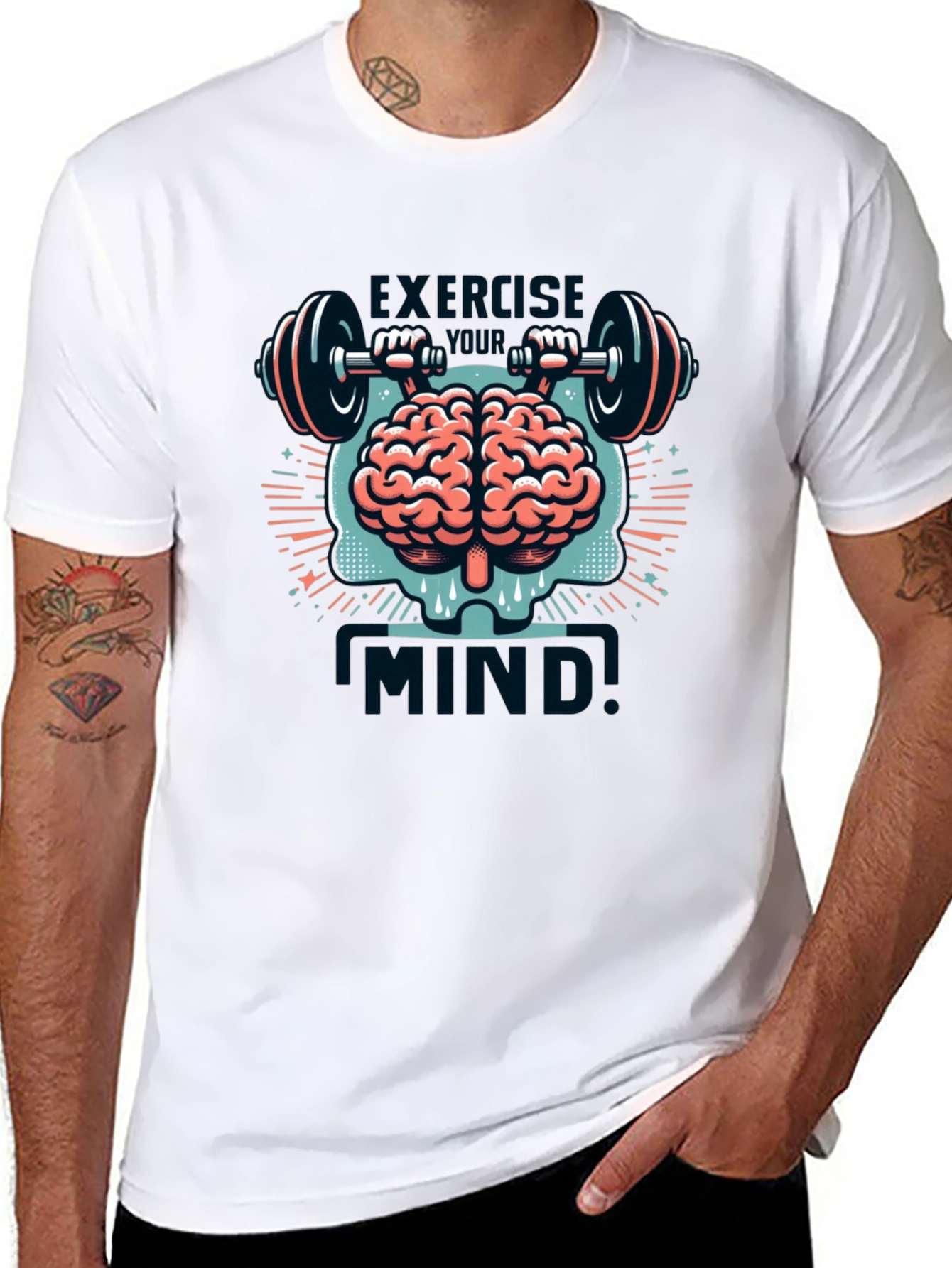 Exercise Mind T-Shirt - Brain & Barbell Design