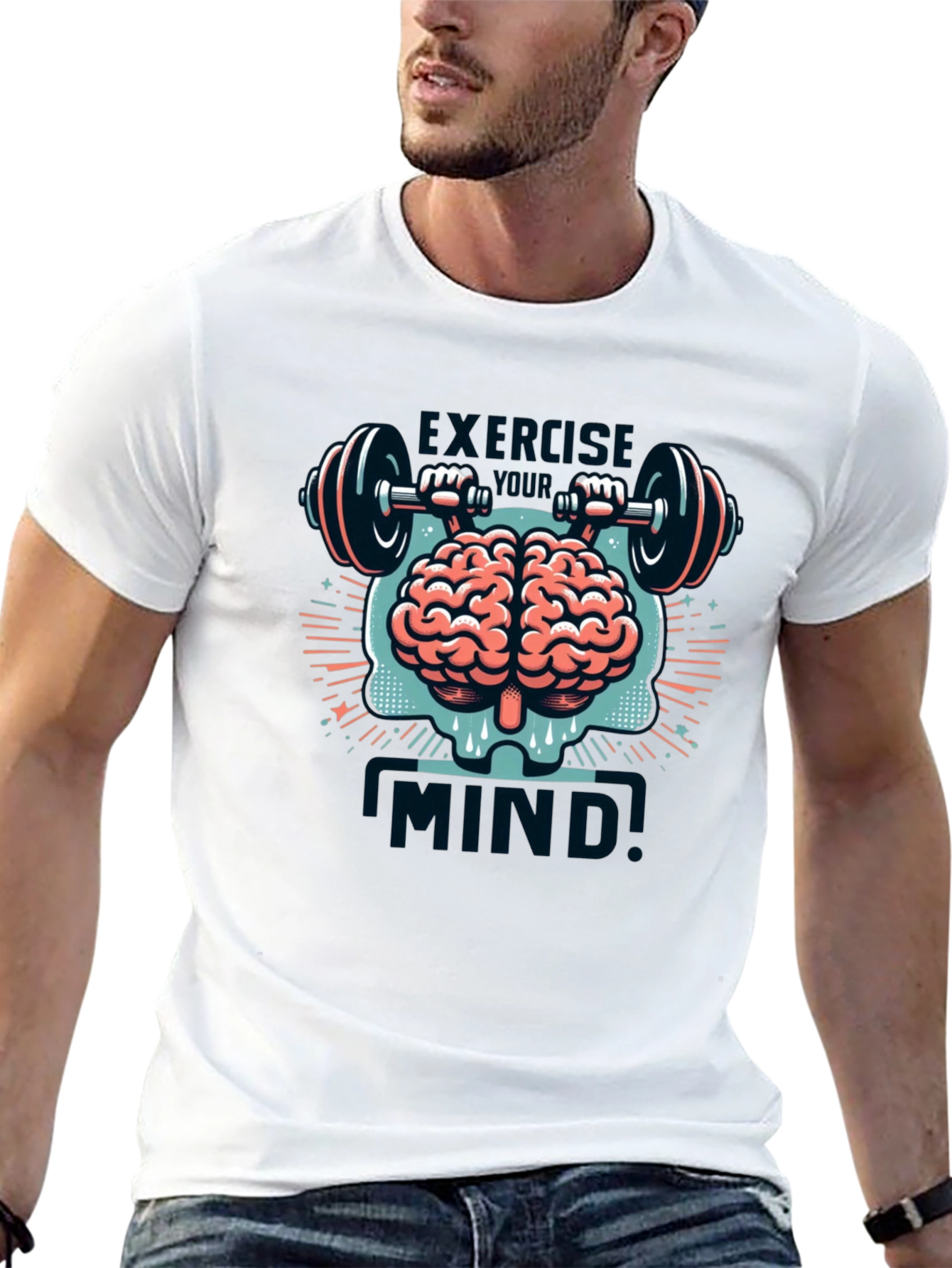 Exercise Mind T-Shirt - Brain & Barbell Design