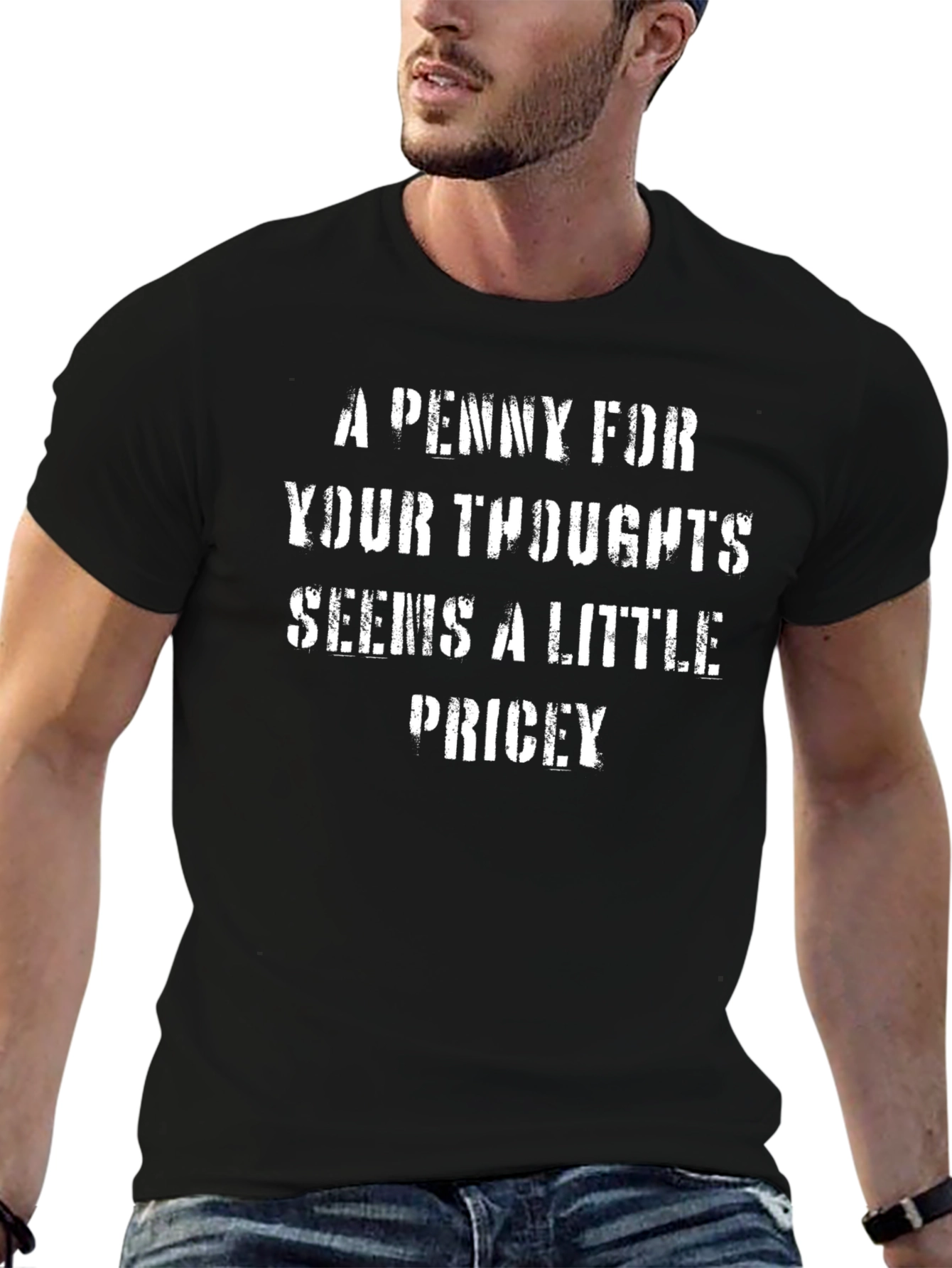 Funny Penny for Your Thoughts Black Graphic T-Shirt
