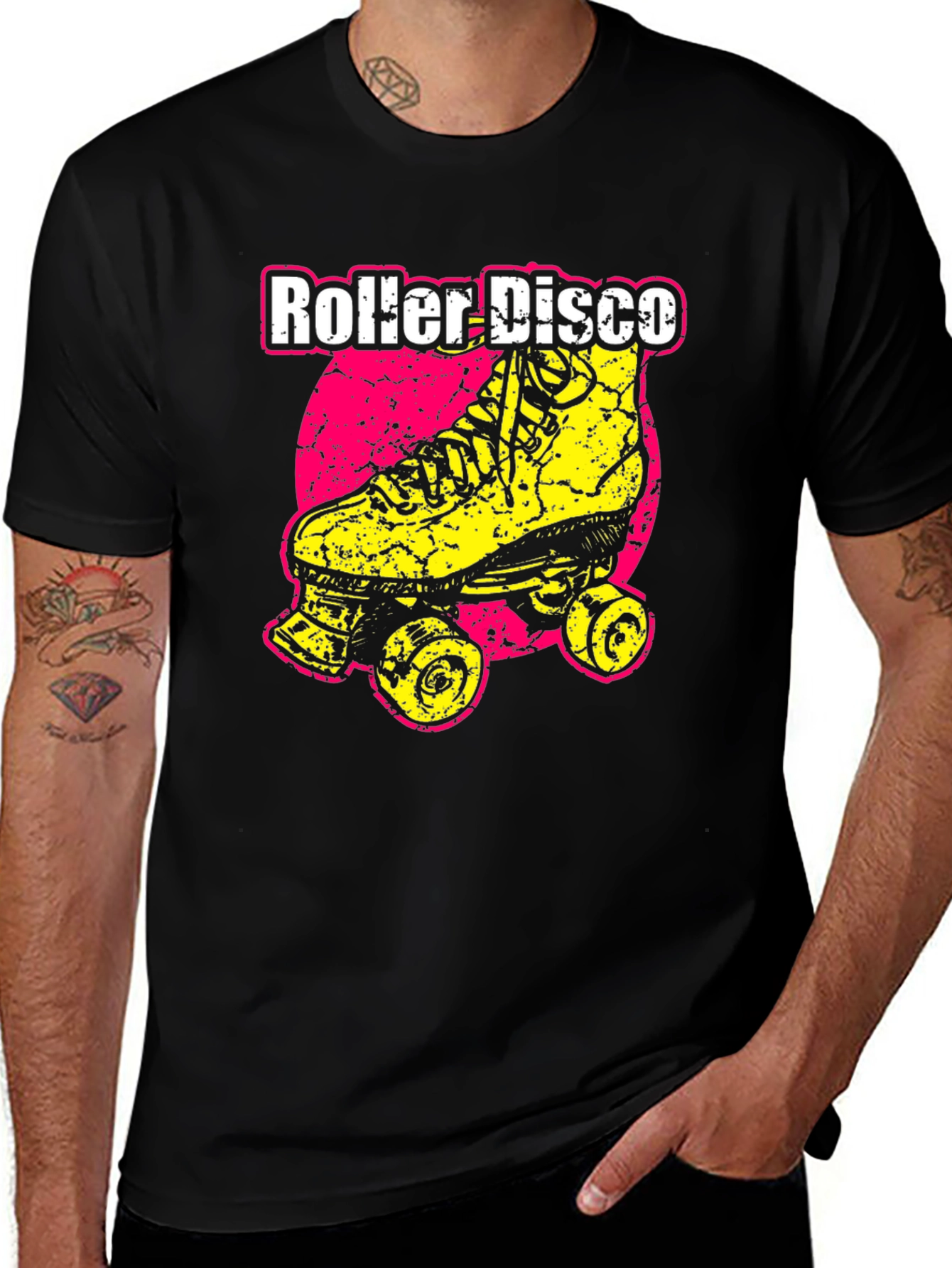 Roller Disco Black T-Shirt - Retro Skate Design