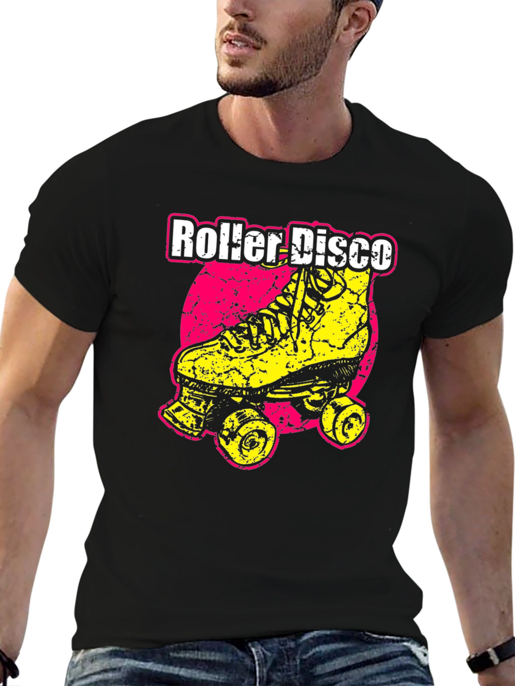Roller Disco Black T-Shirt - Retro Skate Design