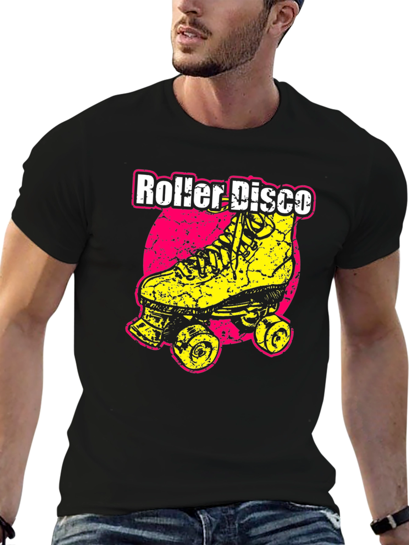 Roller Disco Black T-Shirt - Retro Skate Design