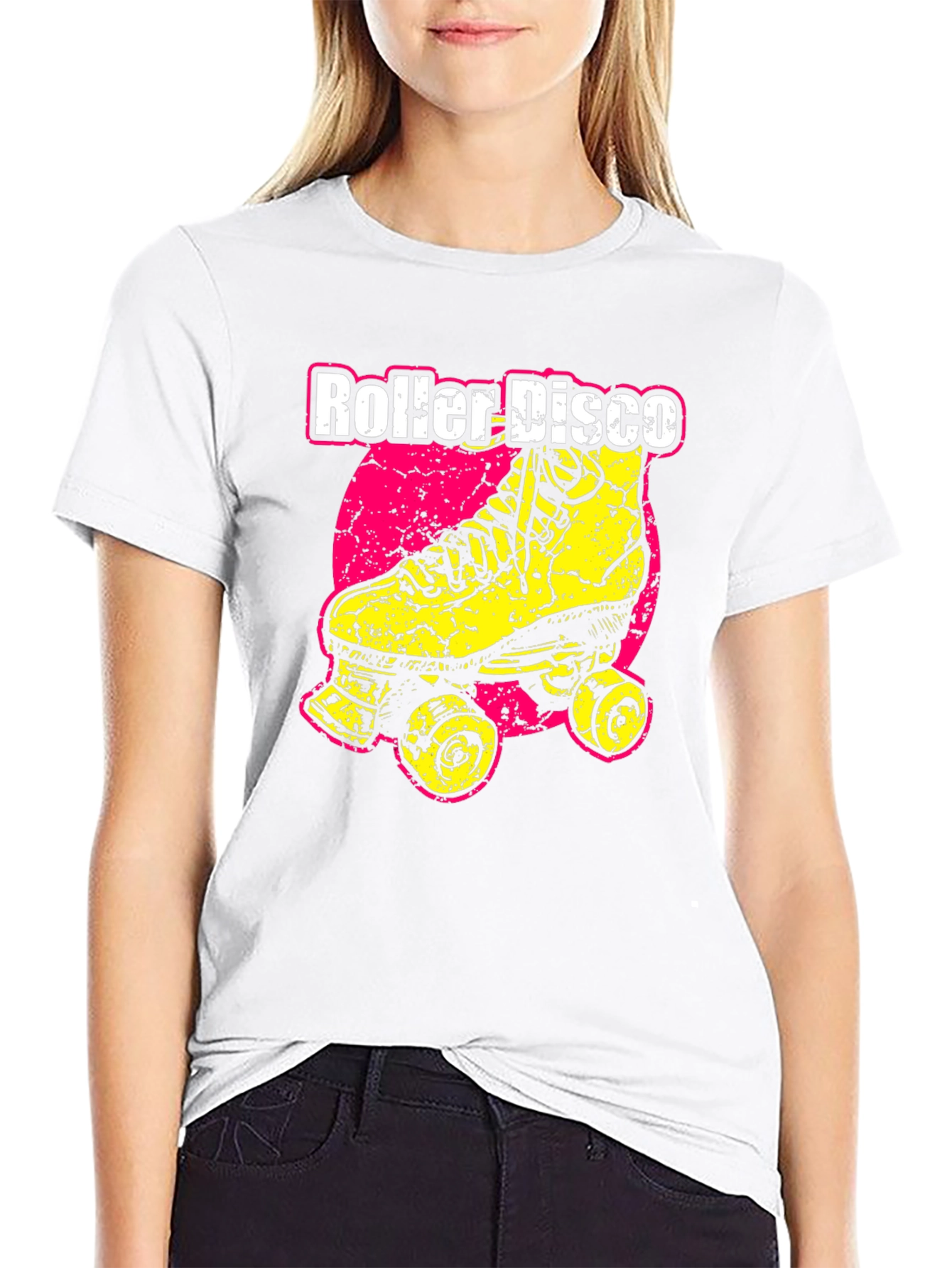 Roller Disco Black T-Shirt - Retro Skate Design