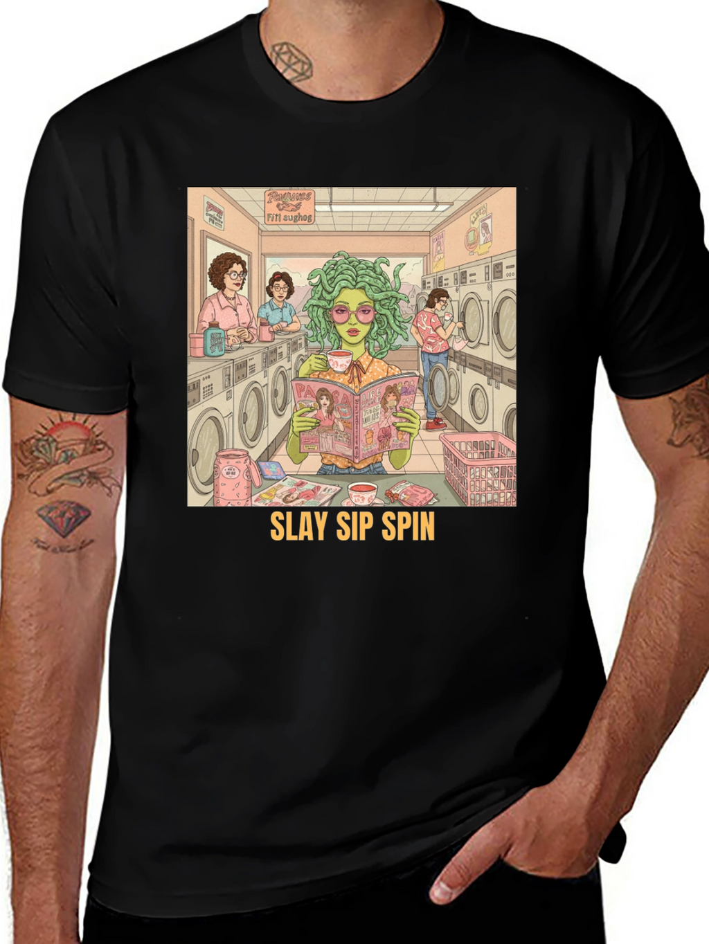 Slay Sip Spin Medusa T-Shirt