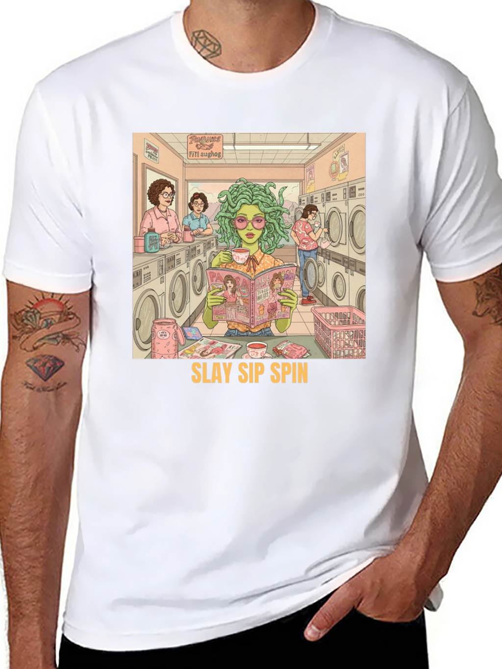 Slay Sip Spin Medusa T-Shirt