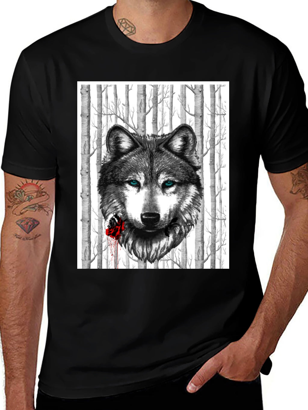 Wolf & Rose Graphic Tee - Mens Black T-Shirt
