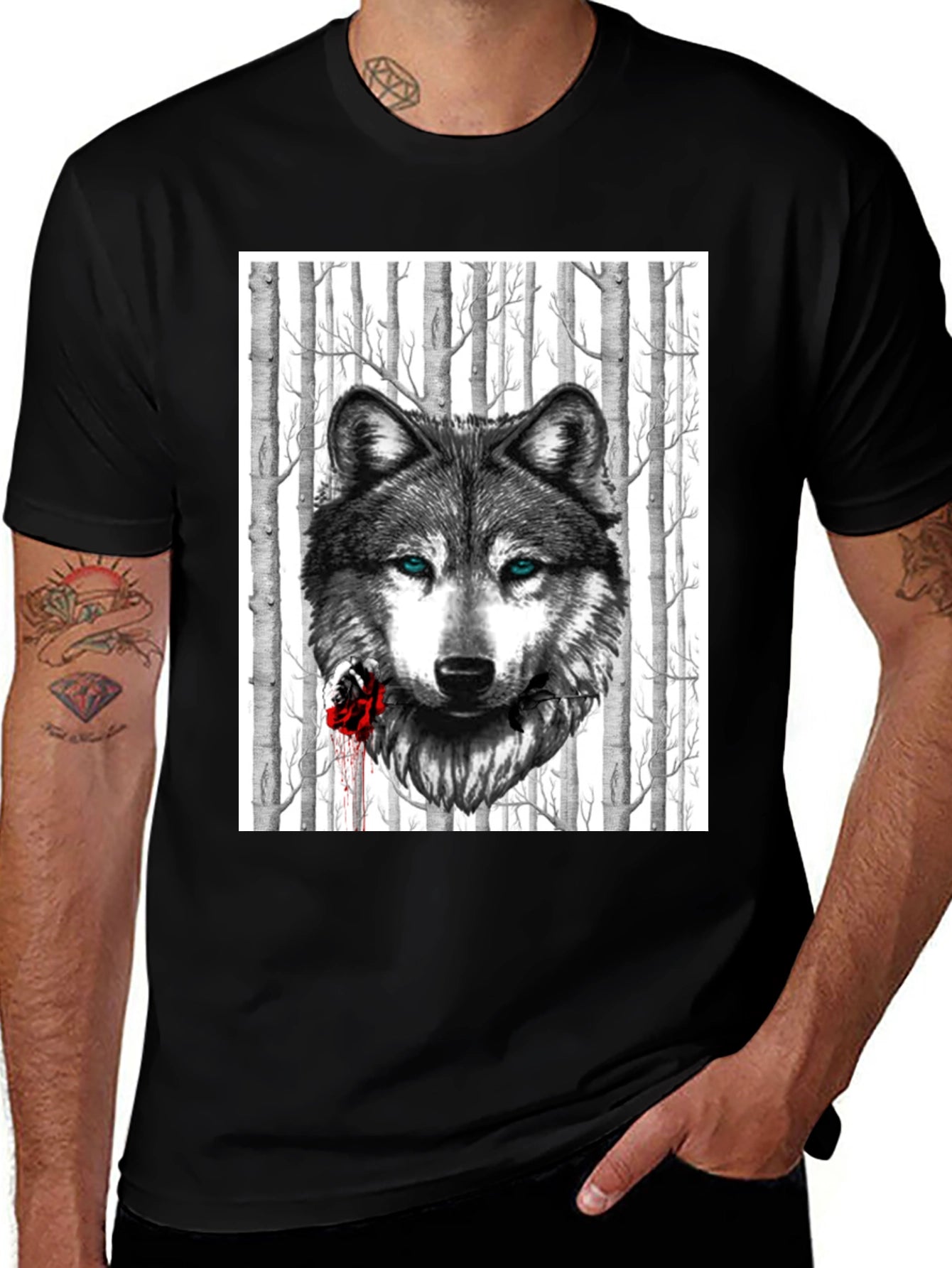 Wolf & Rose Graphic Tee - Mens Black T-Shirt