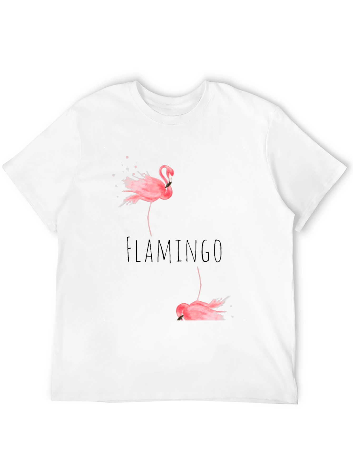 Flamingo Print Black Cotton T-Shirt