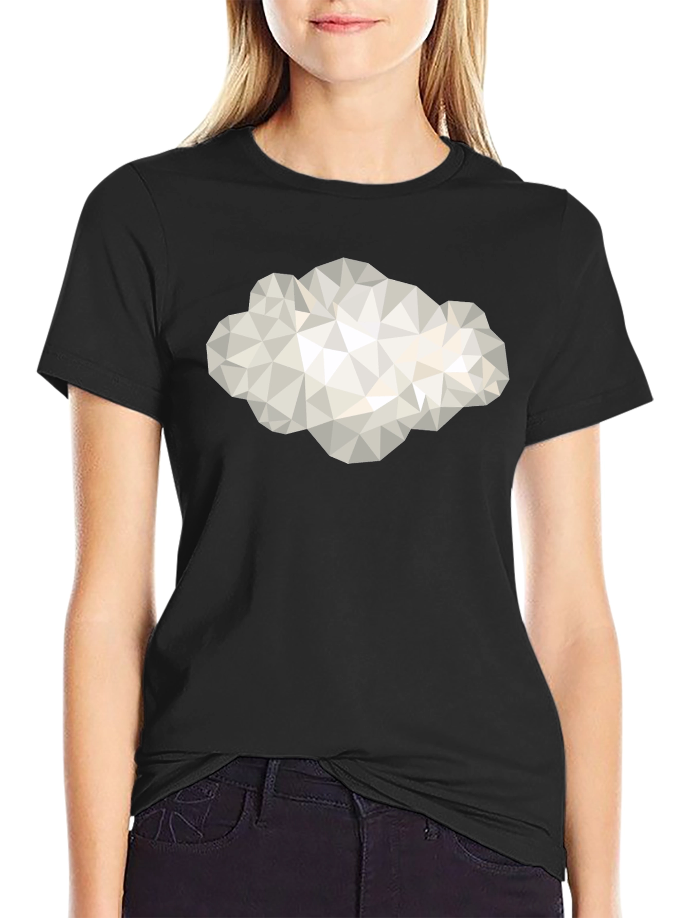 Geometric Cloud Graphic Tee - Modern Style