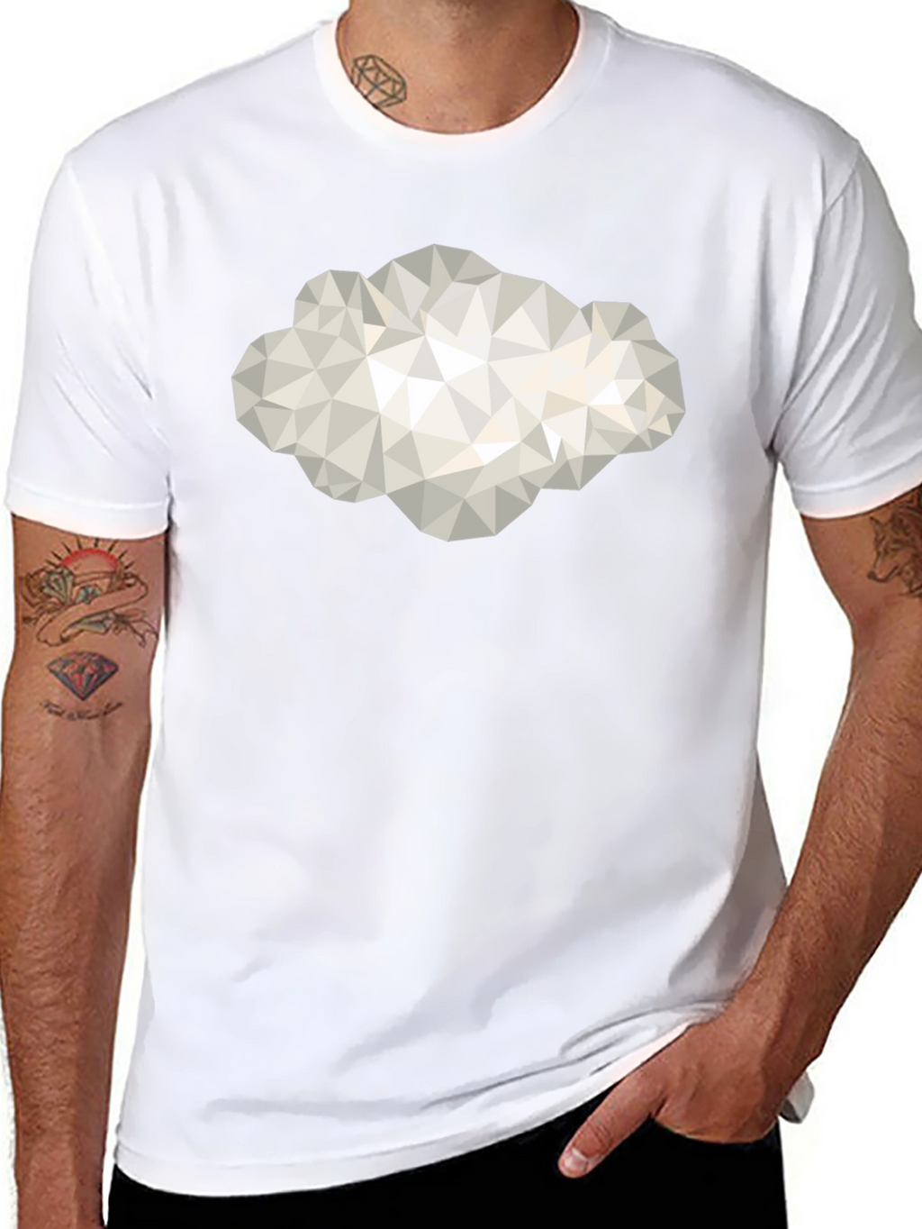 Geometric Cloud Graphic Tee - Modern Style