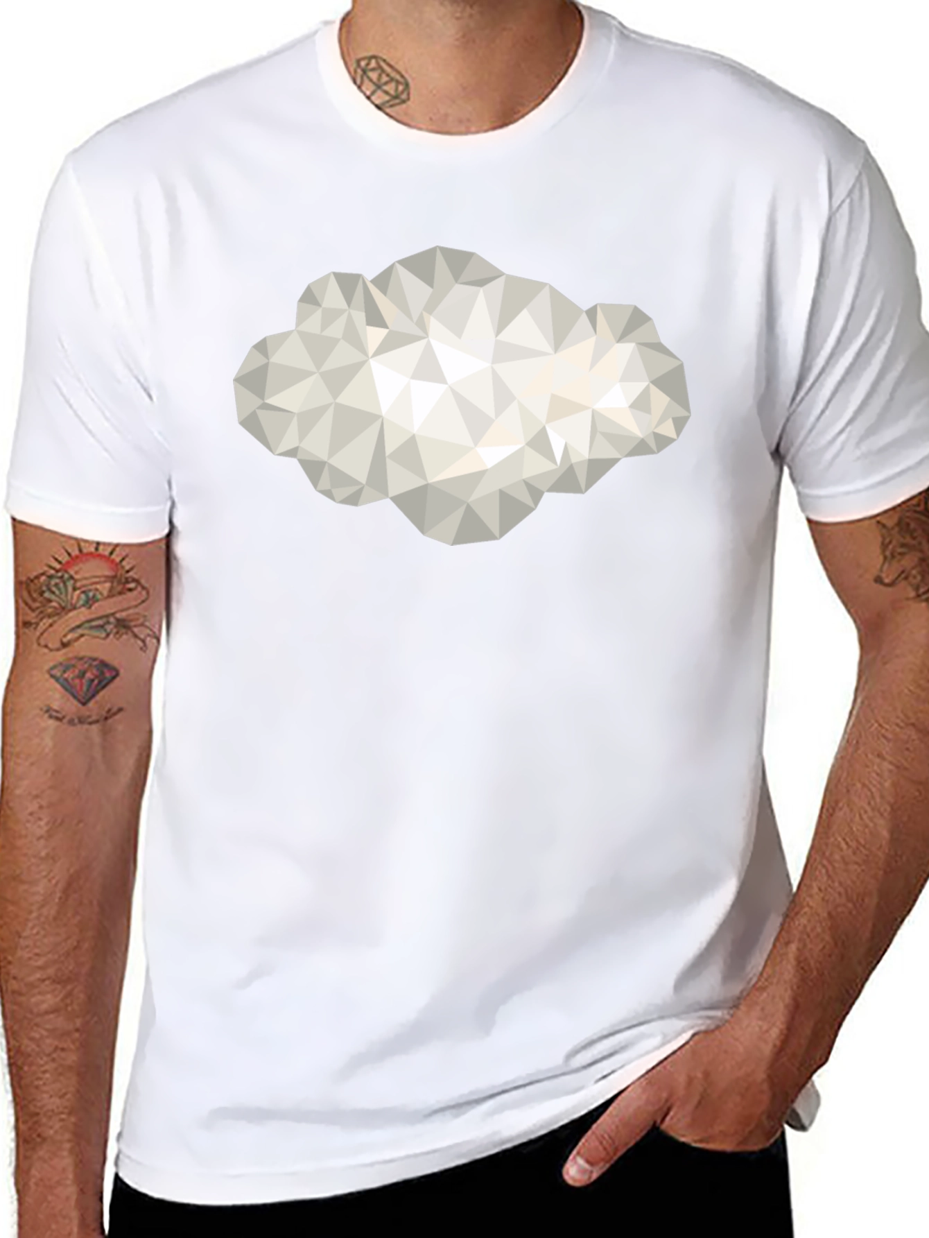 Geometric Cloud Graphic Tee - Modern Style