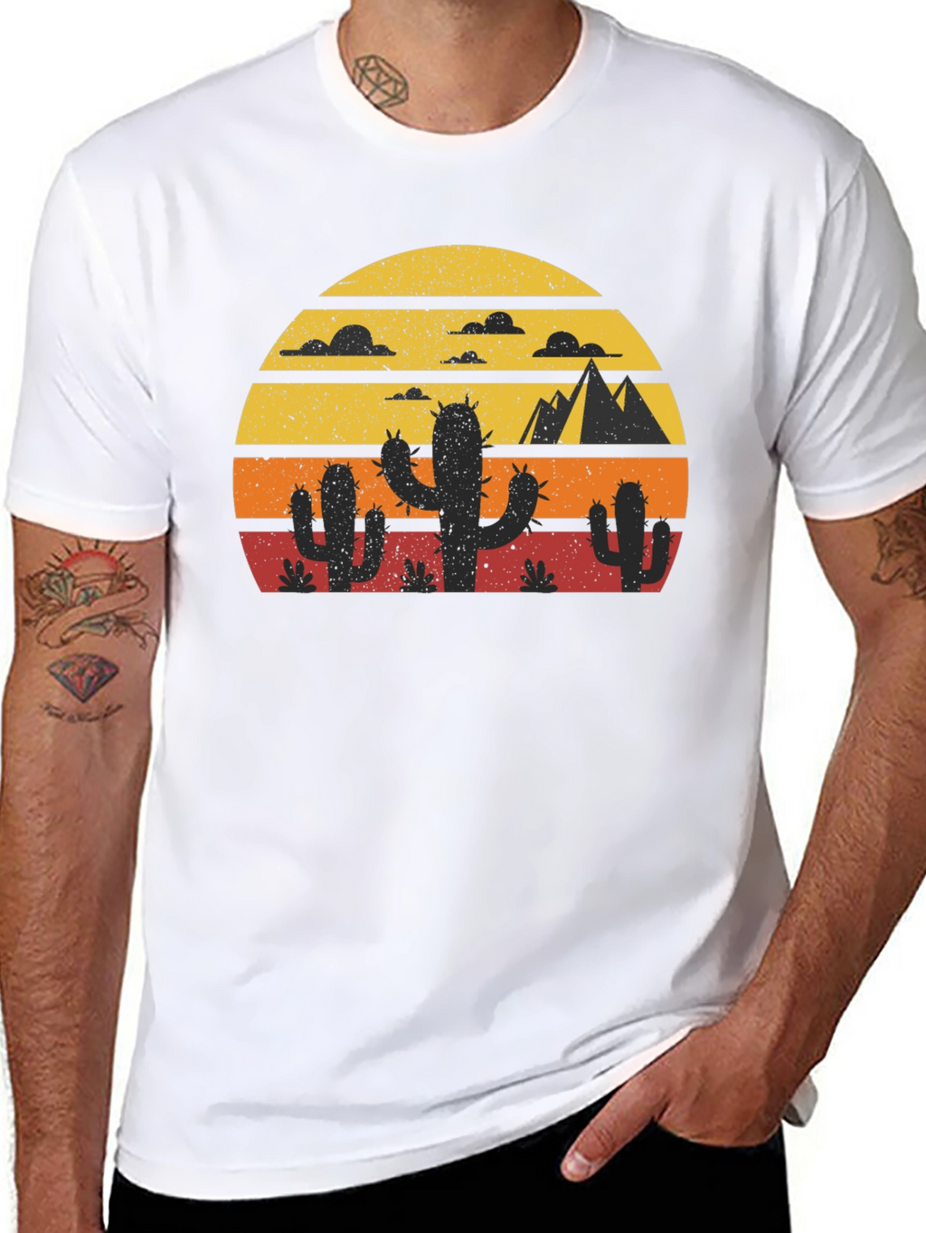 Retro Desert Sunset Cactus T-Shirt