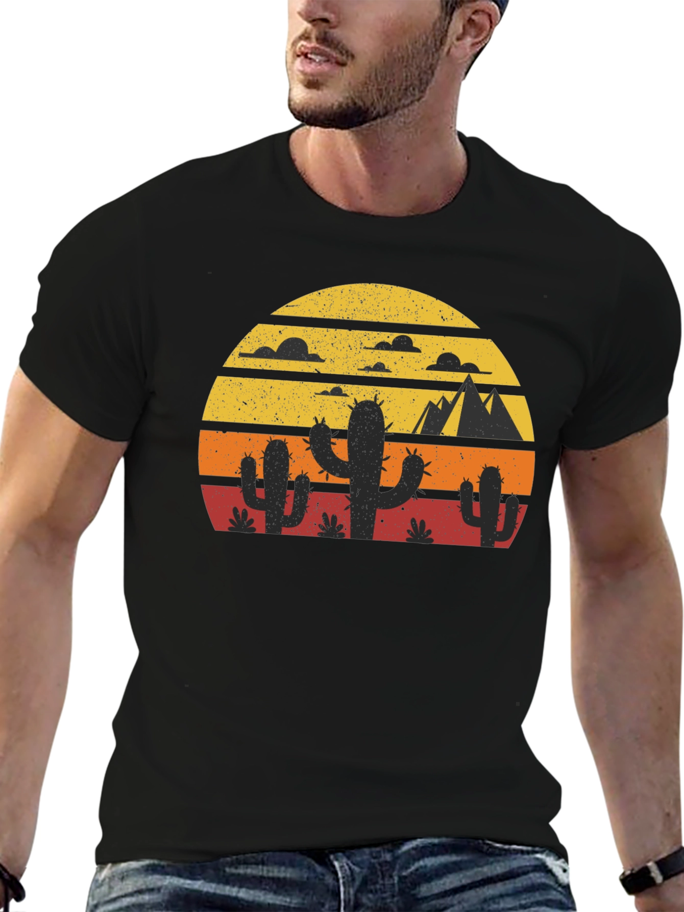 Retro Desert Sunset Cactus T-Shirt