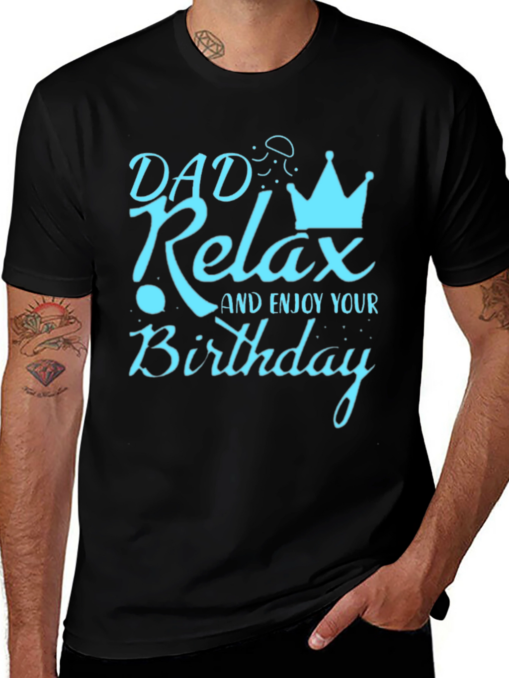 Dad Relax Birthday Graphic Tee - Mens Black T-Shirt