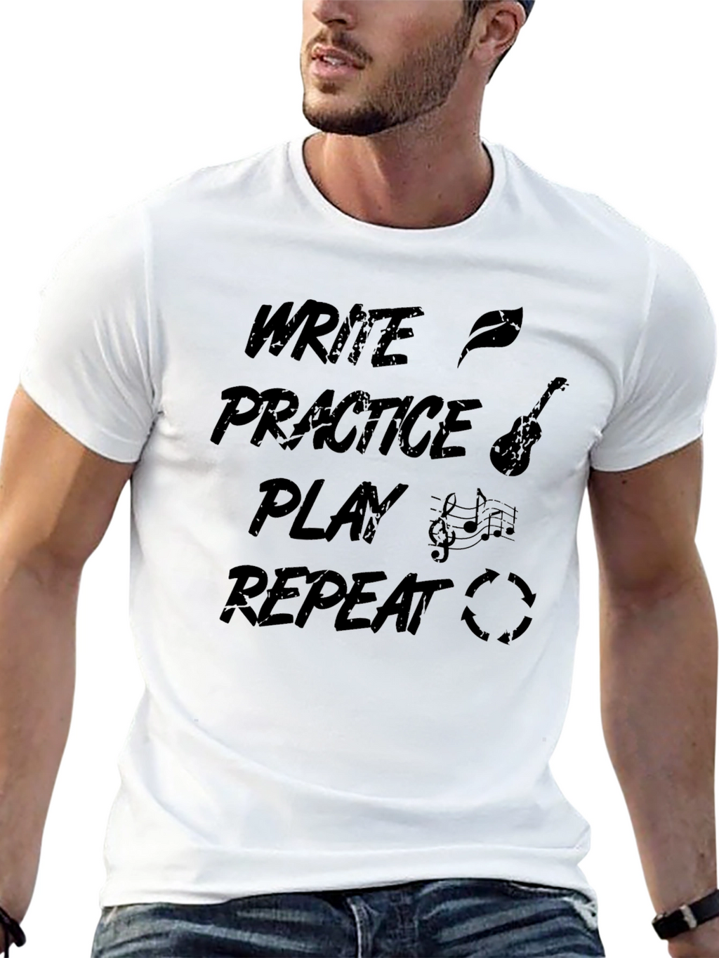 Write Practice Play Repeat Music Graphic Tee