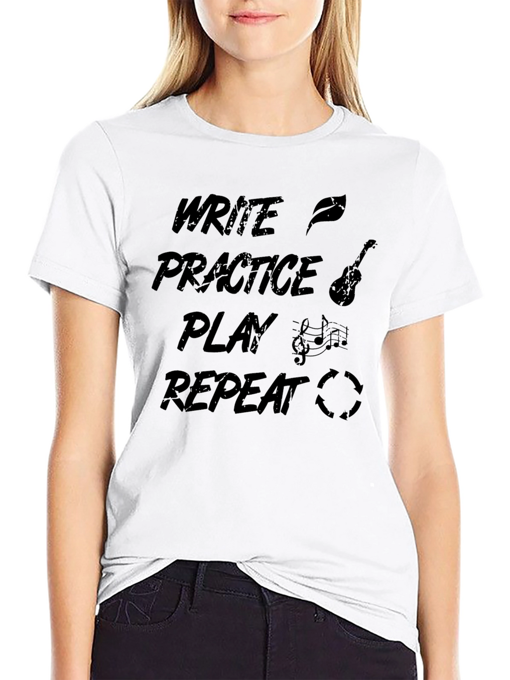 Write Practice Play Repeat Music Graphic Tee