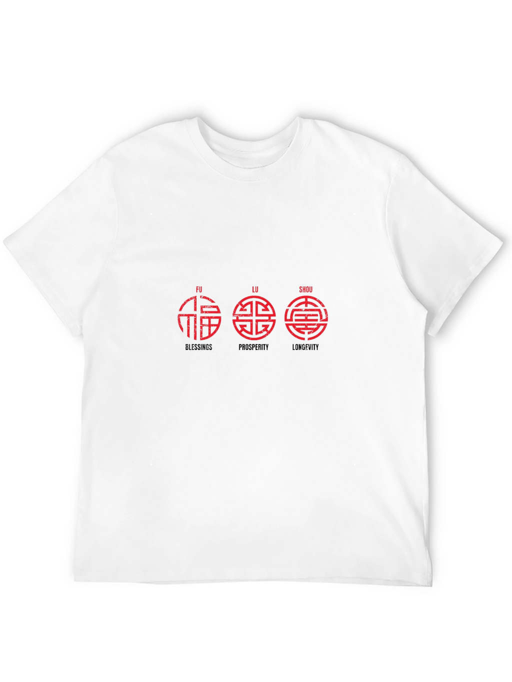 Chinese Fu Lu Shou Black T-Shirt