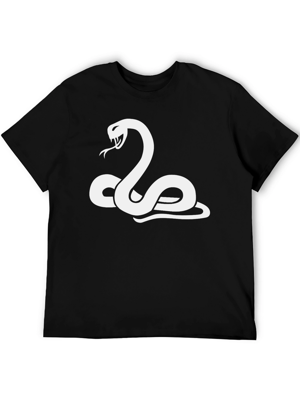 Black T-Shirt with White Snake Graphic