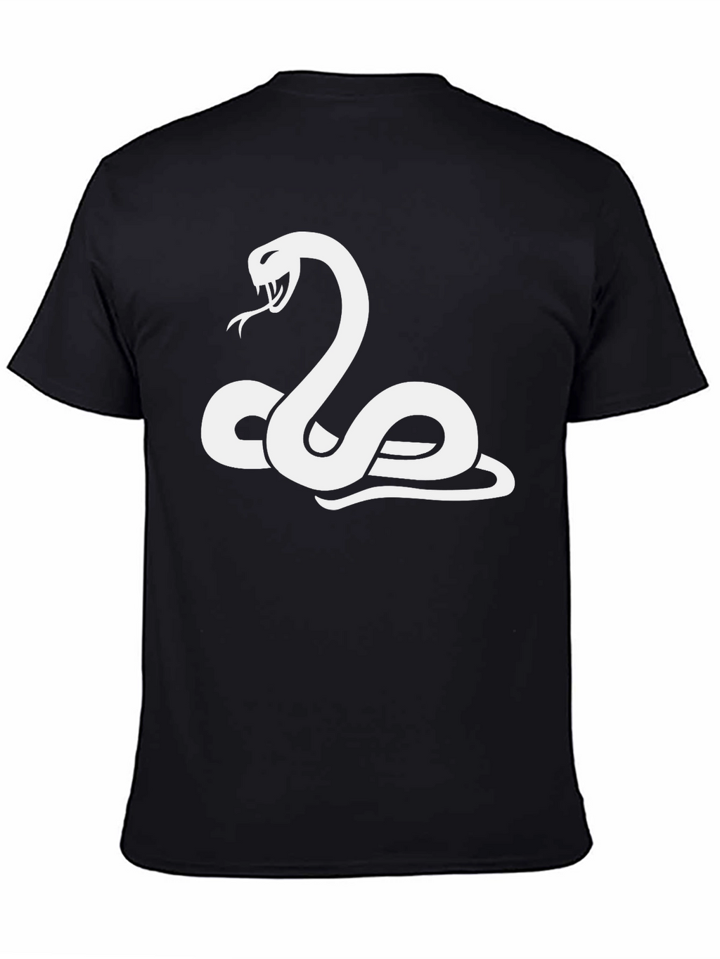 Black T-Shirt with White Snake Graphic
