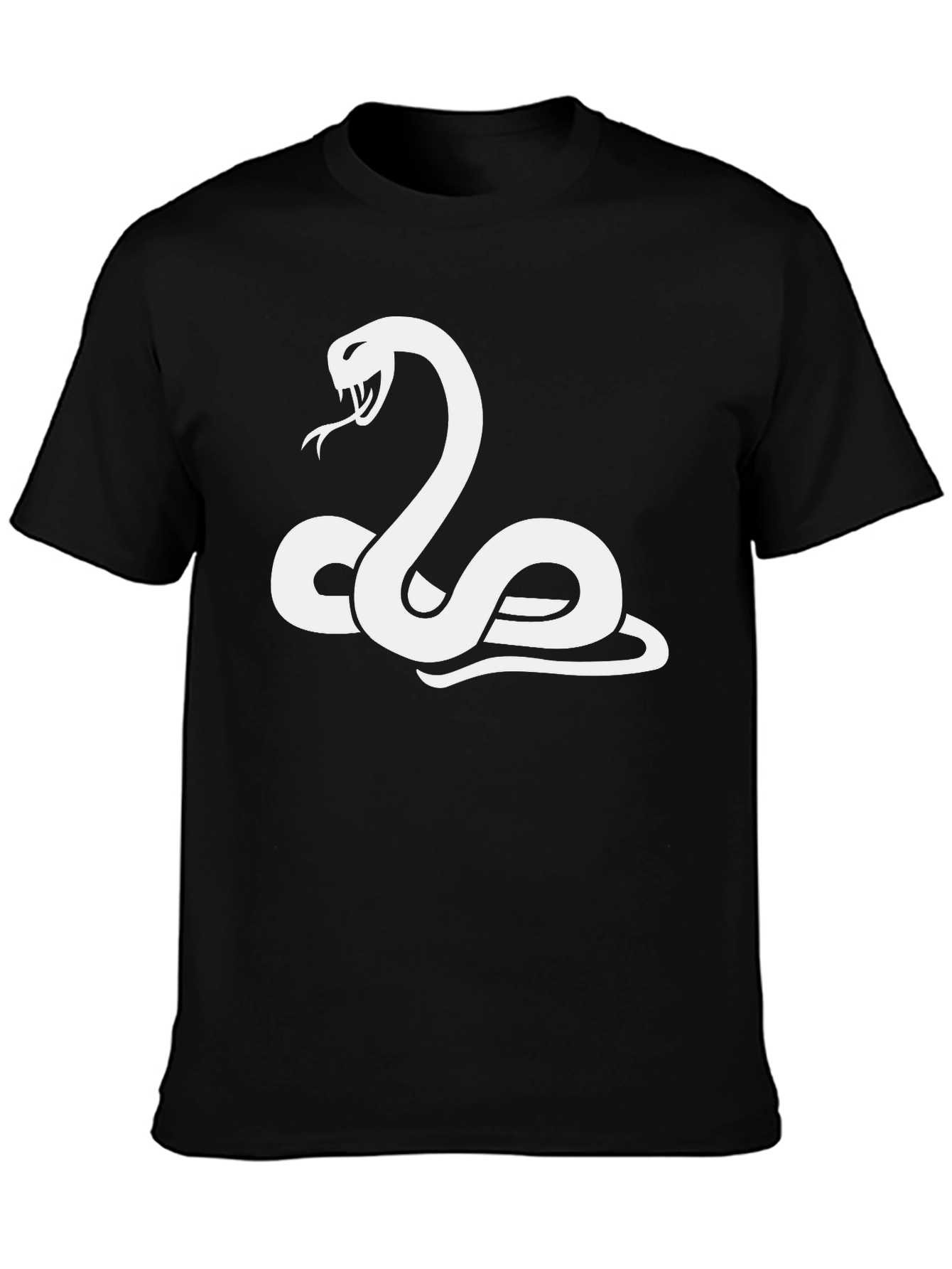 Black T-Shirt with White Snake Graphic