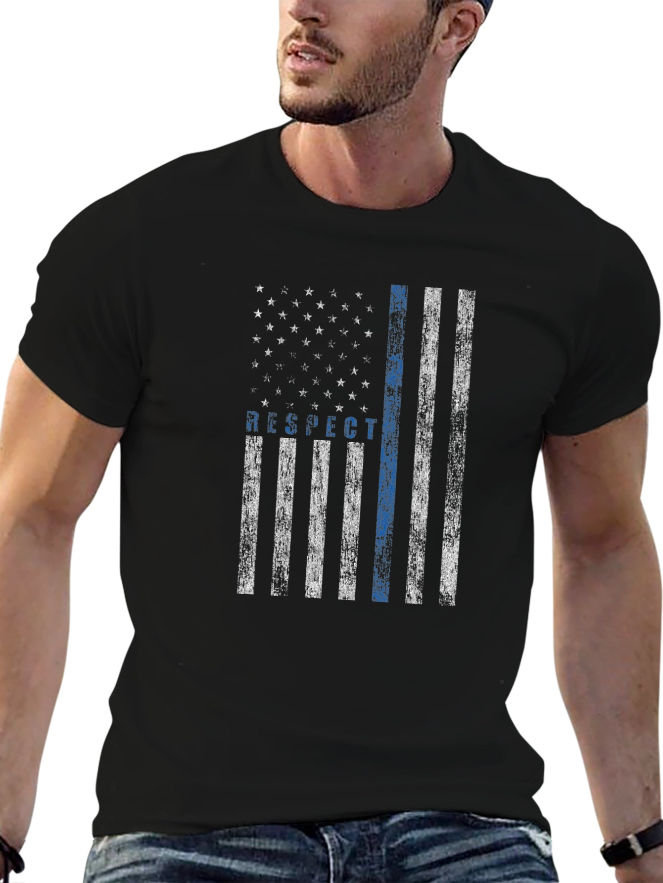 Respect the Blue Line Flag T-Shirt