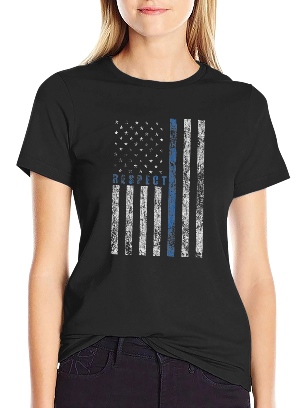 Respect the Blue Line Flag T-Shirt