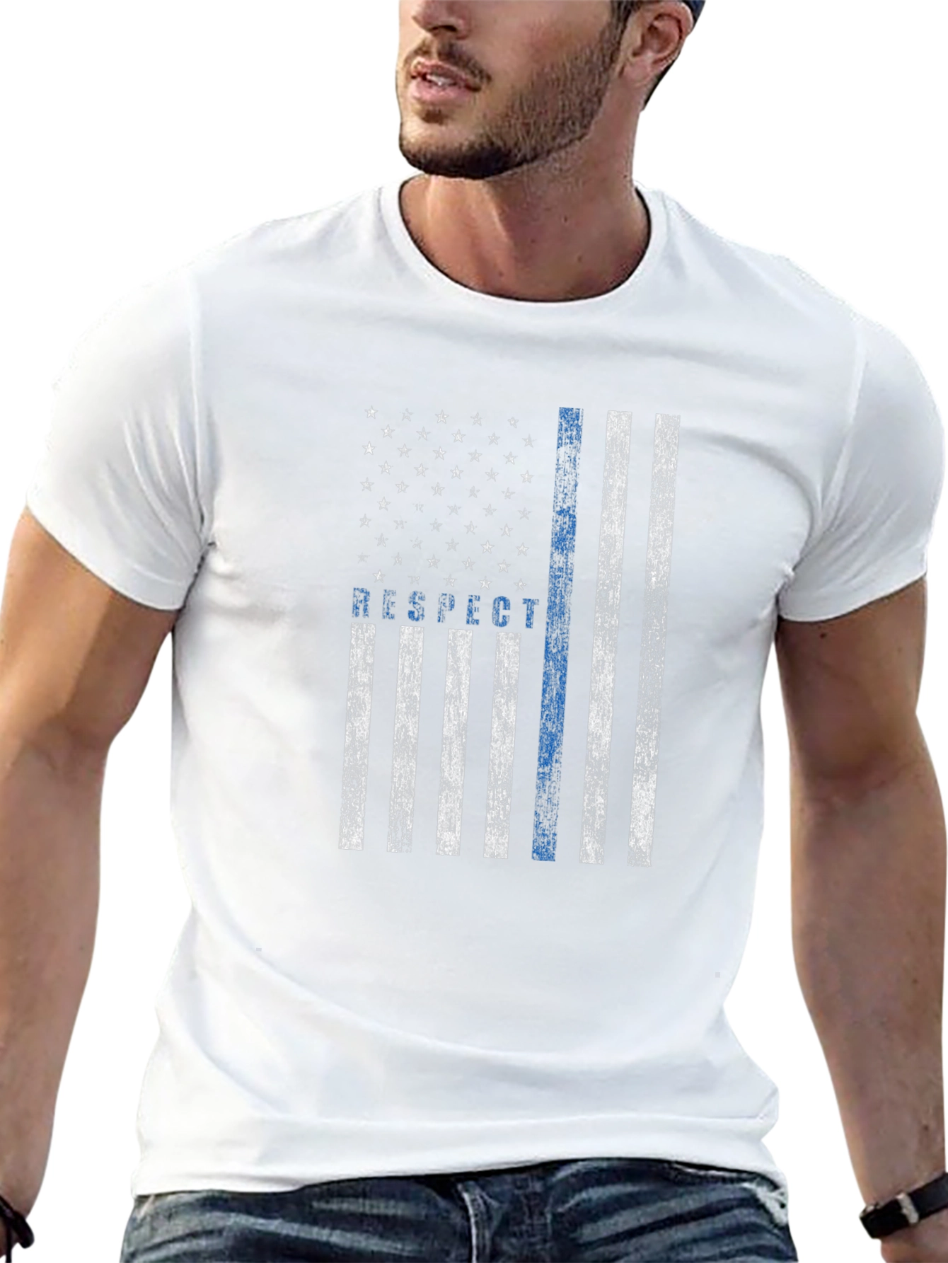 Respect the Blue Line Flag T-Shirt