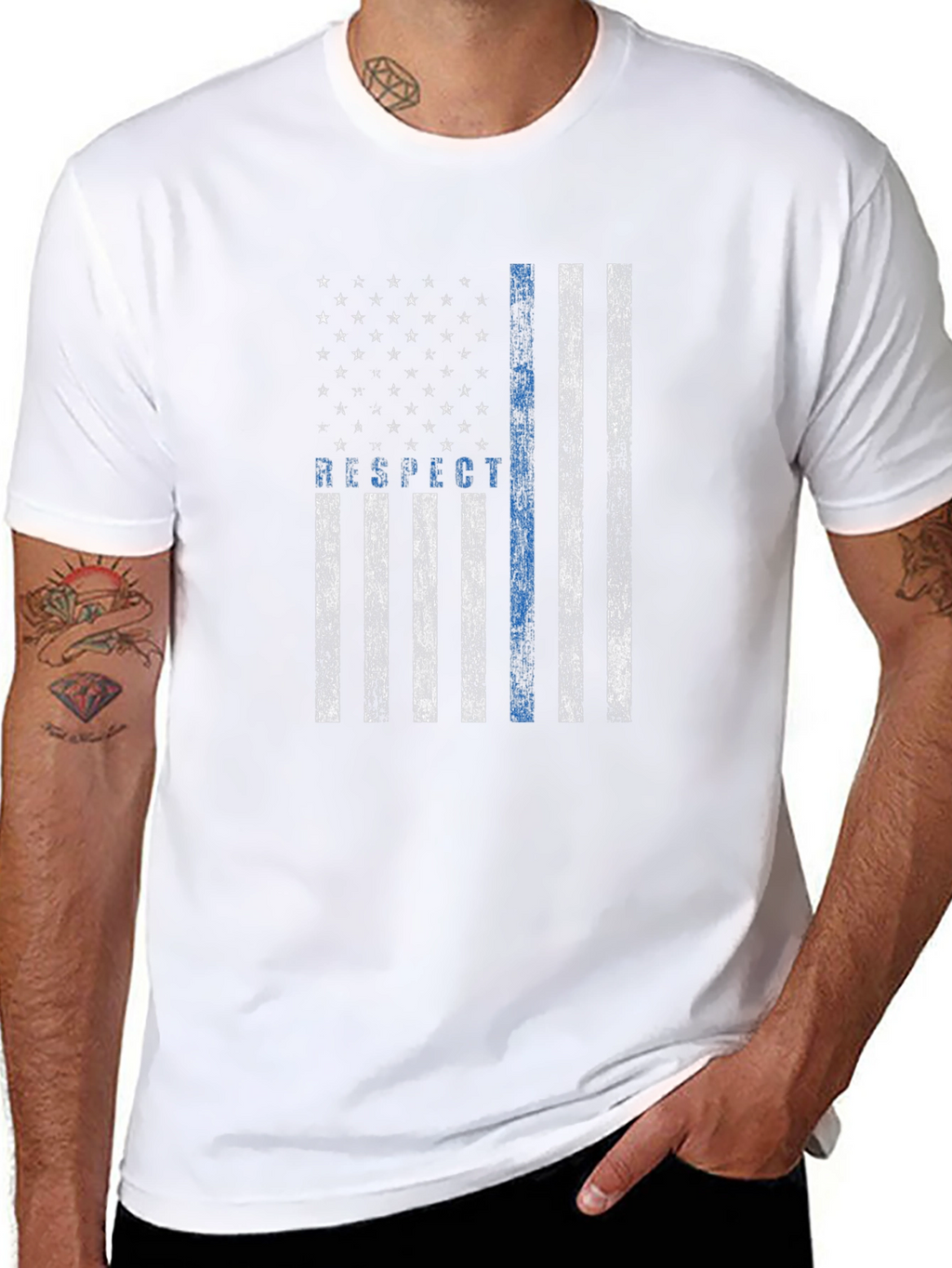 Respect the Blue Line Flag T-Shirt