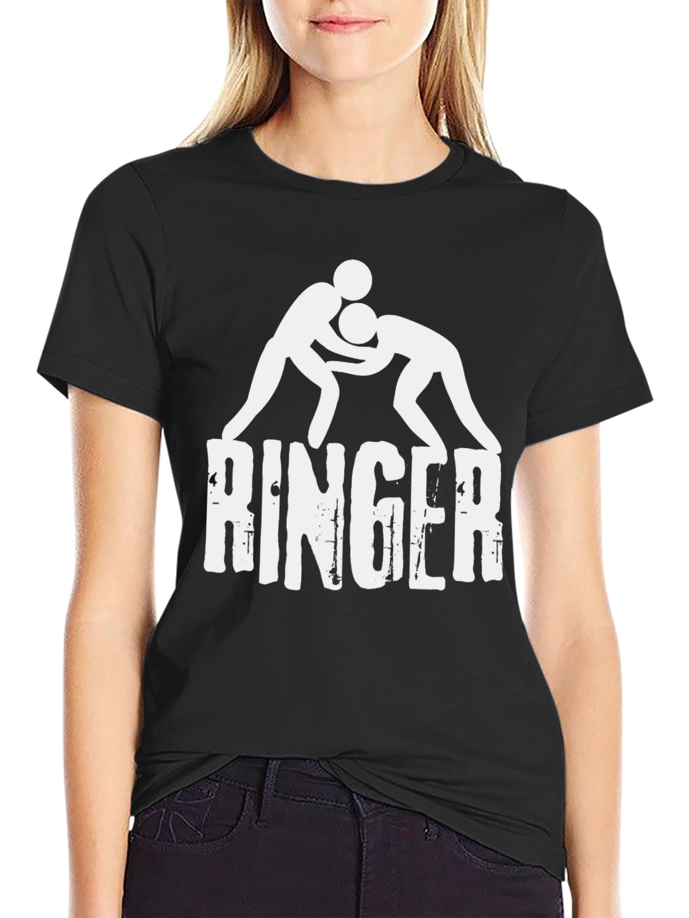 Ringer Wrestling Graphic Tee - Black