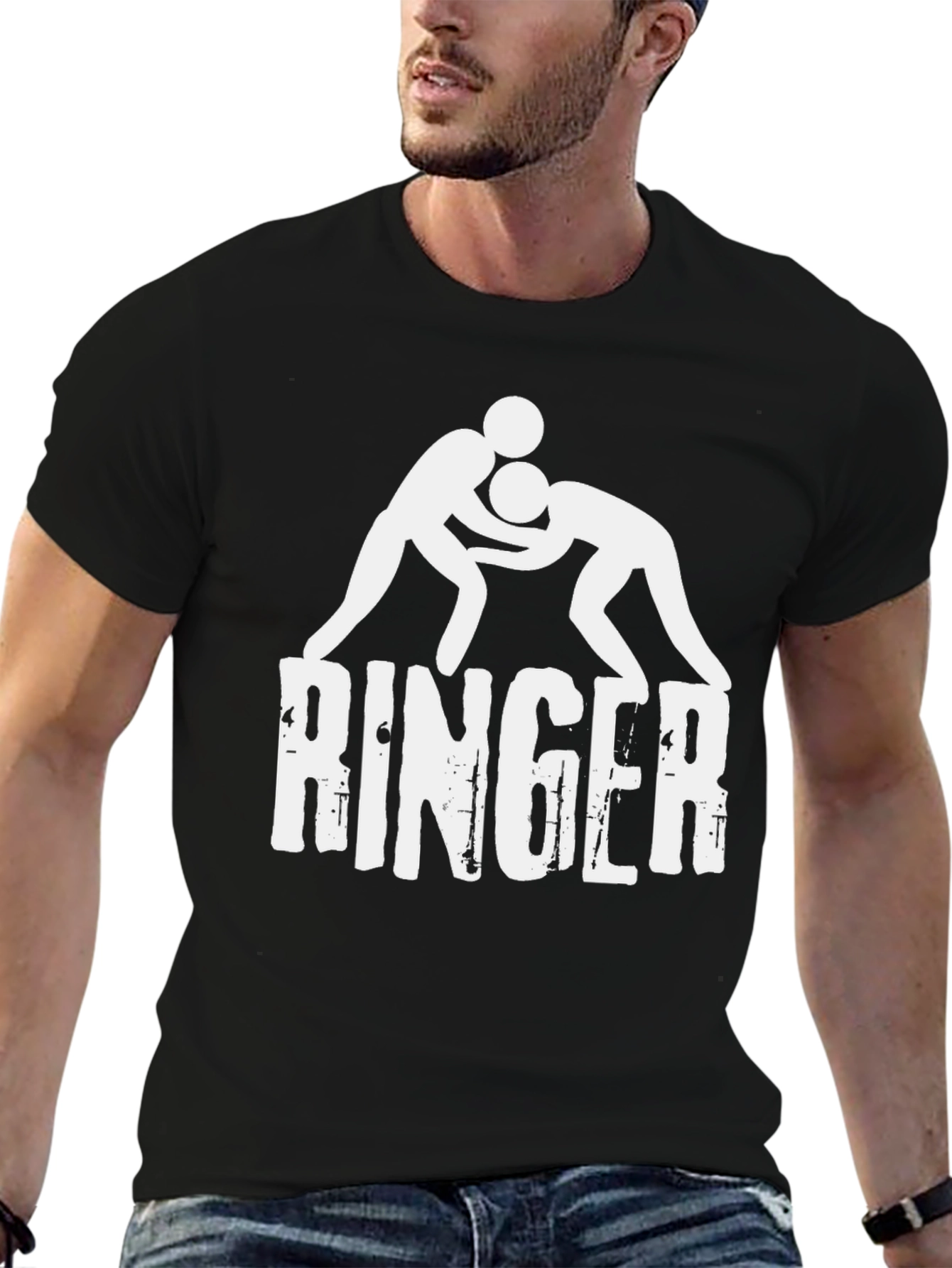 Ringer Wrestling Graphic Tee - Black