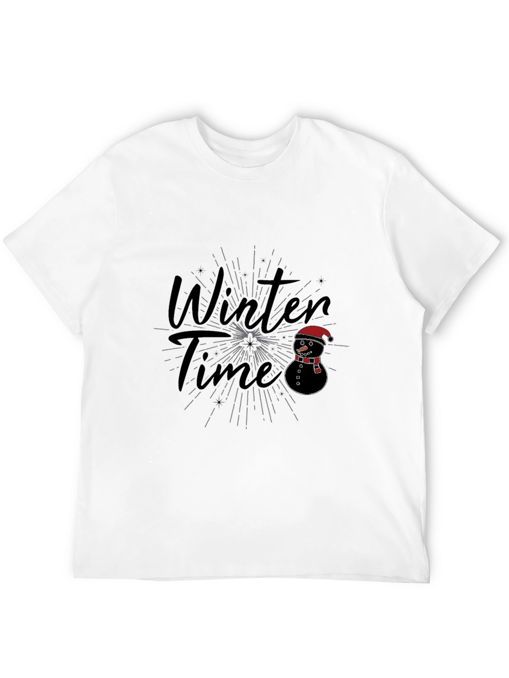 Winter Time Snowman Graphic Tee - Black