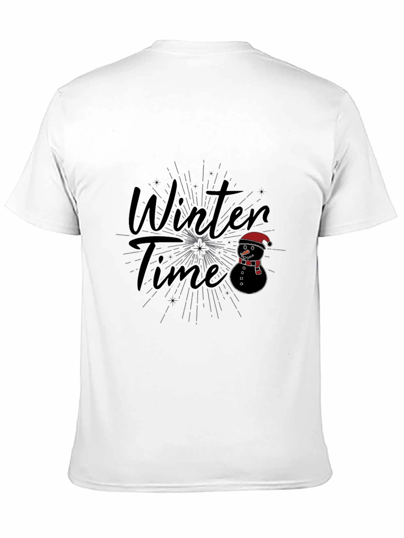 Winter Time Snowman Graphic Tee - Black