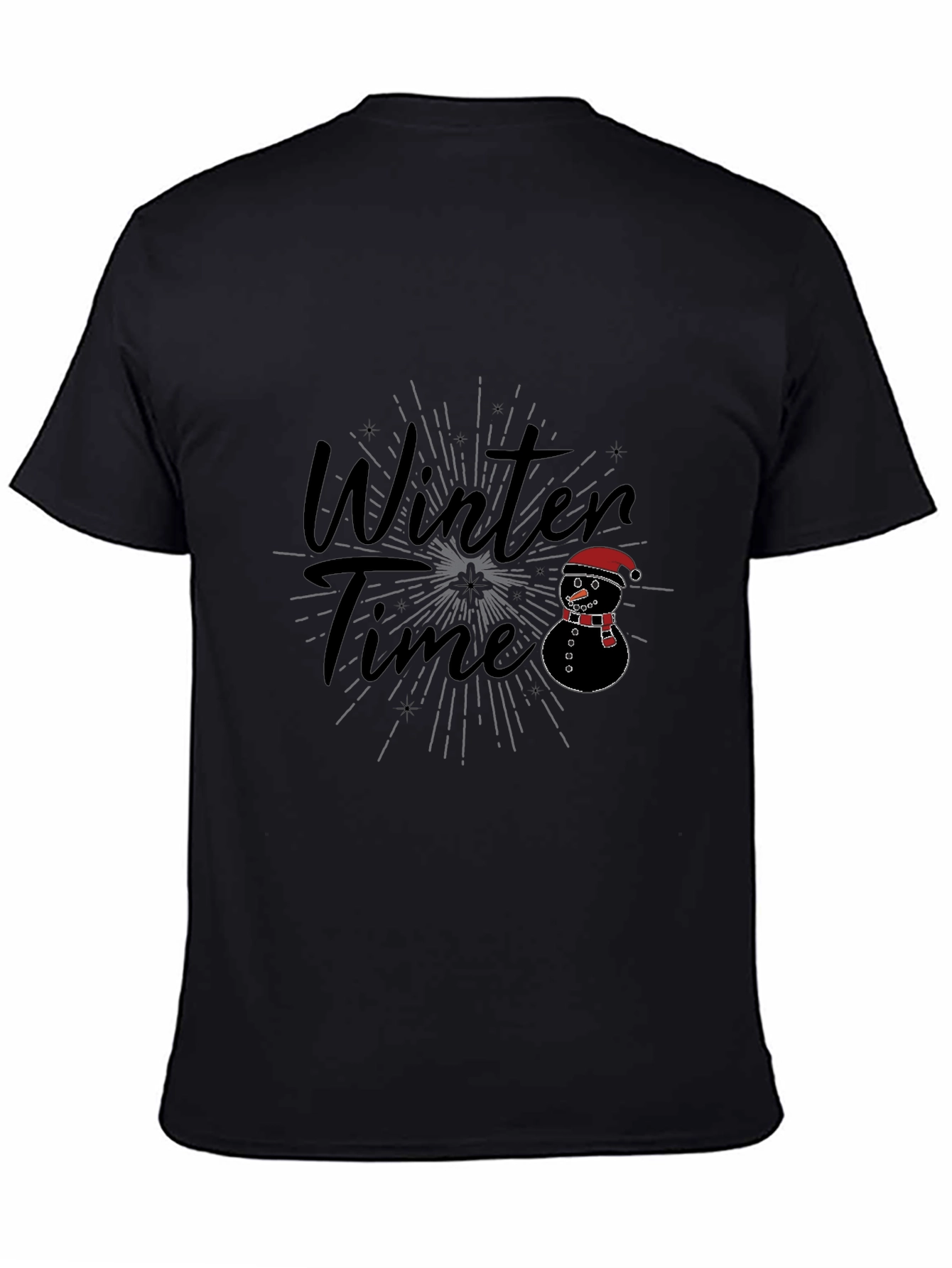 Winter Time Snowman Graphic Tee - Black