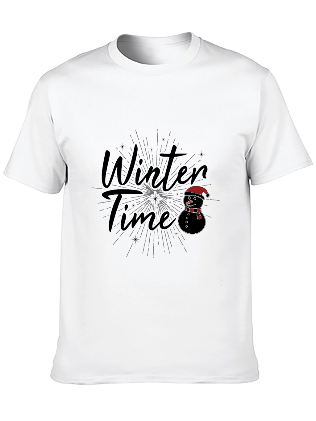 Winter Time Snowman Graphic Tee - Black