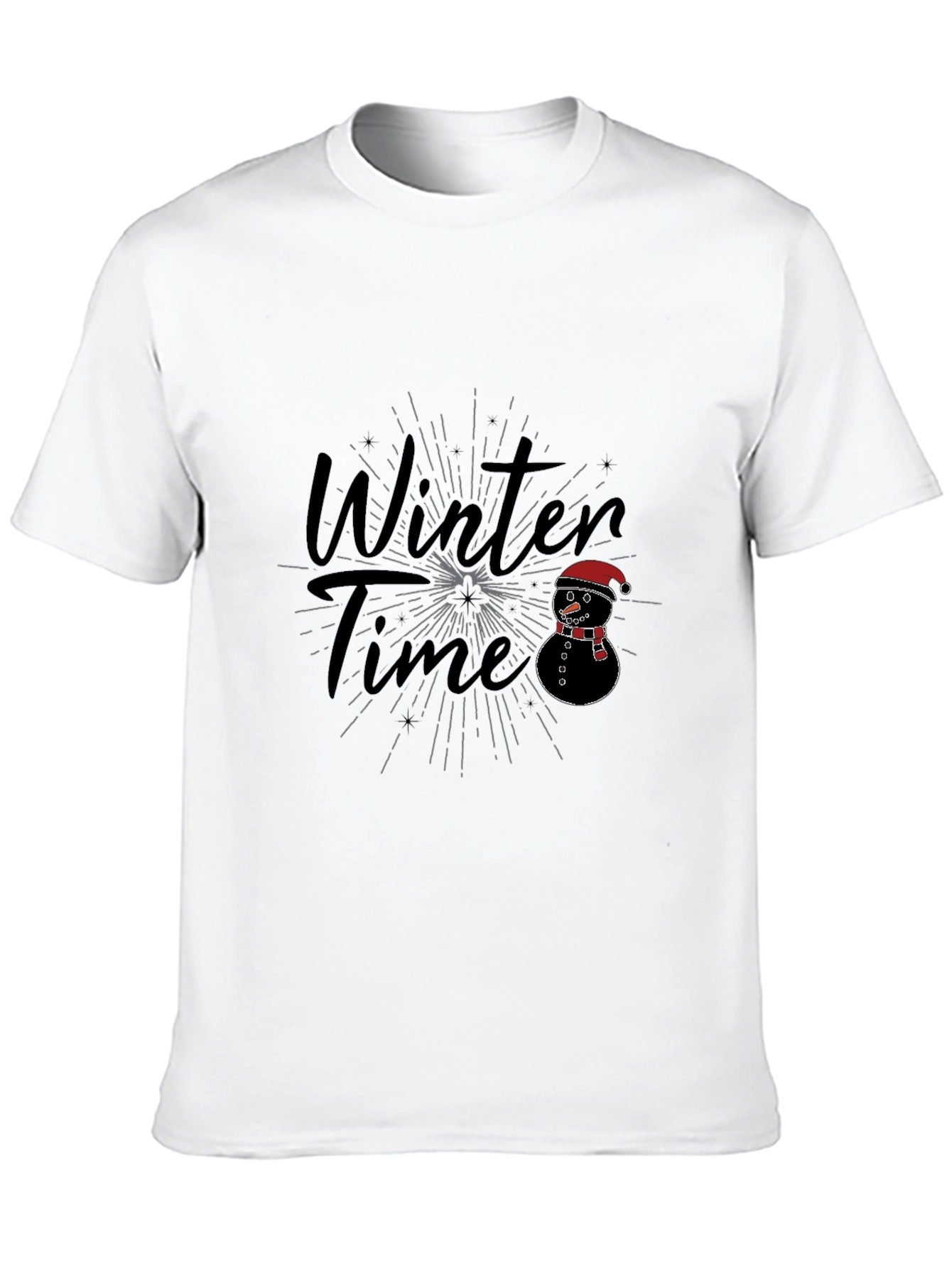Winter Time Snowman Graphic Tee - Black