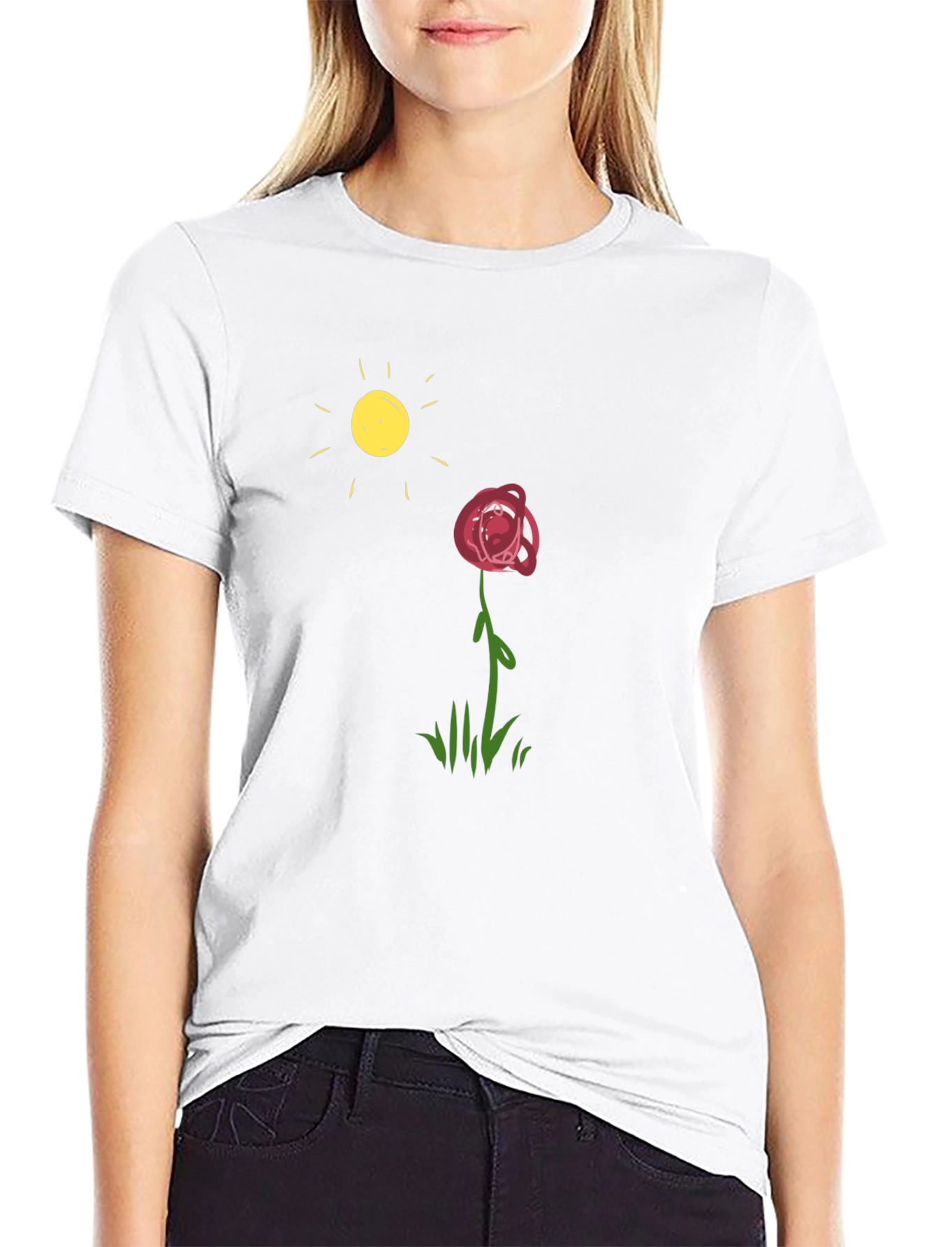 Rose & Sun Graphic Black T-Shirt
